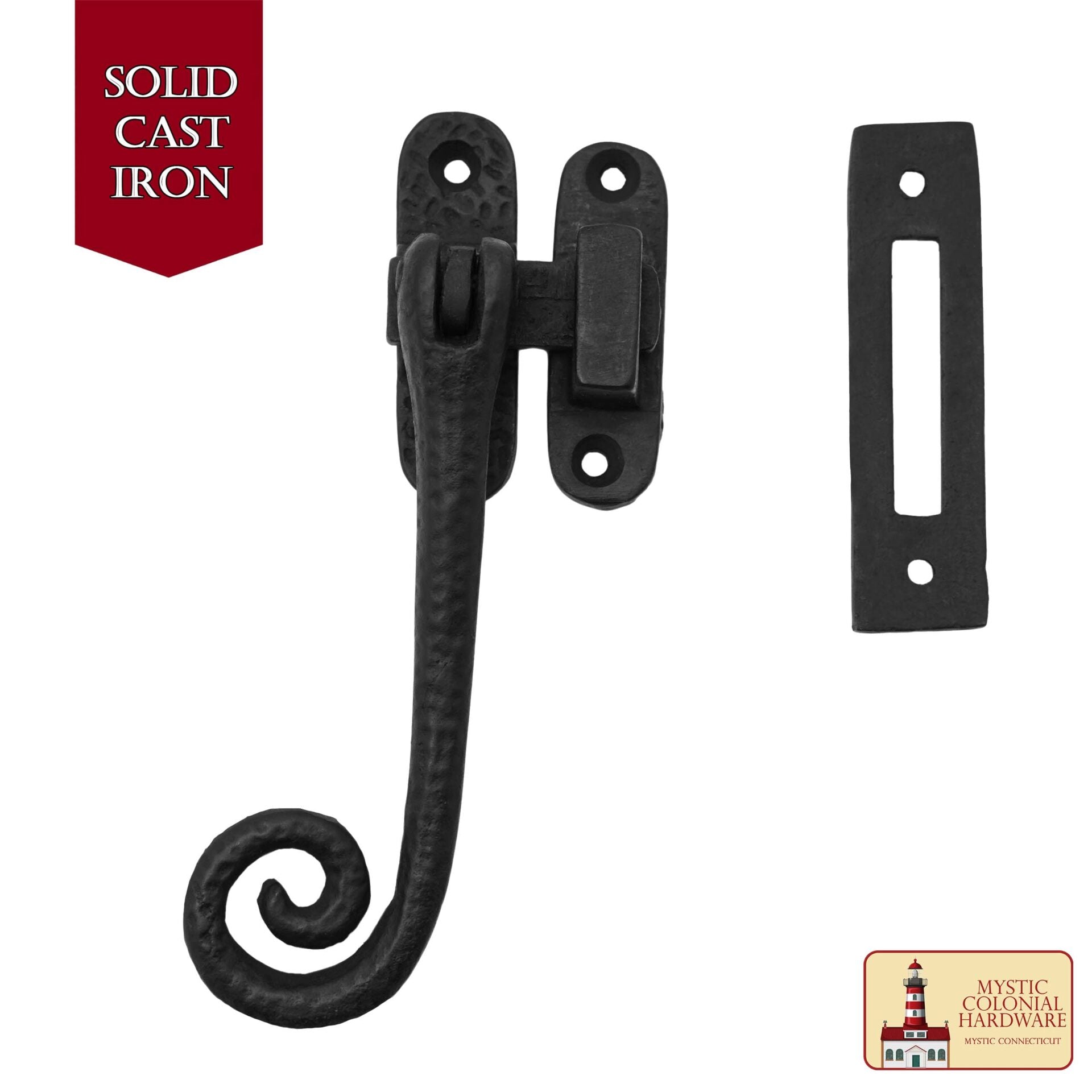 Imagen única de: Hierro Fundido Negro Elegante Rizado Reversible Pestillo de la Ventana Abatible, Tamaño: 5.4 "x 2.2"