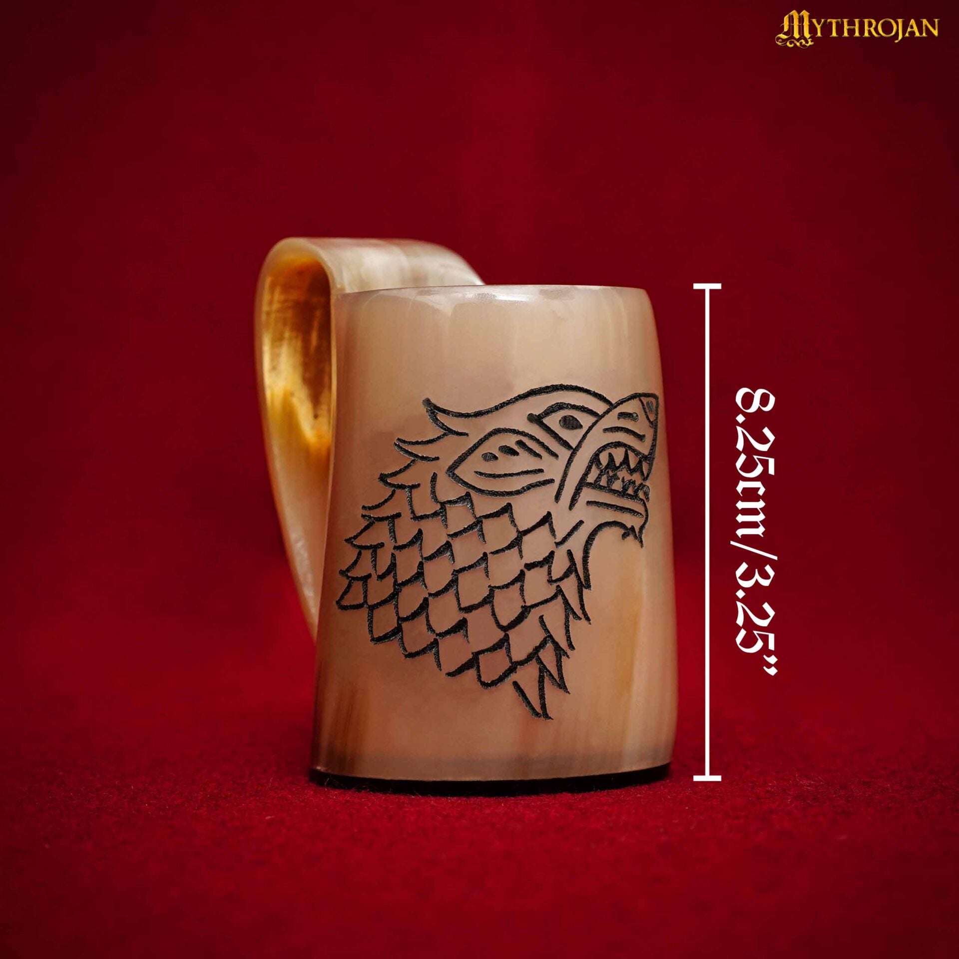 Set de 2 jarras tipo cuerno vikingas con diseño Fenrir, 3.2" (150–200 ml) - imagen 4