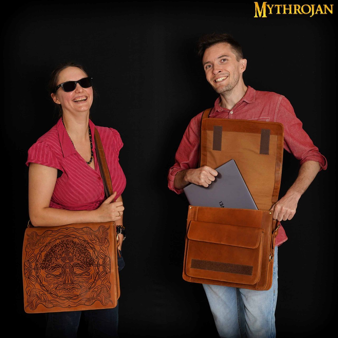 Bandolera vikingo de cuero genuino con Mjolnir - 14" - imagen 14