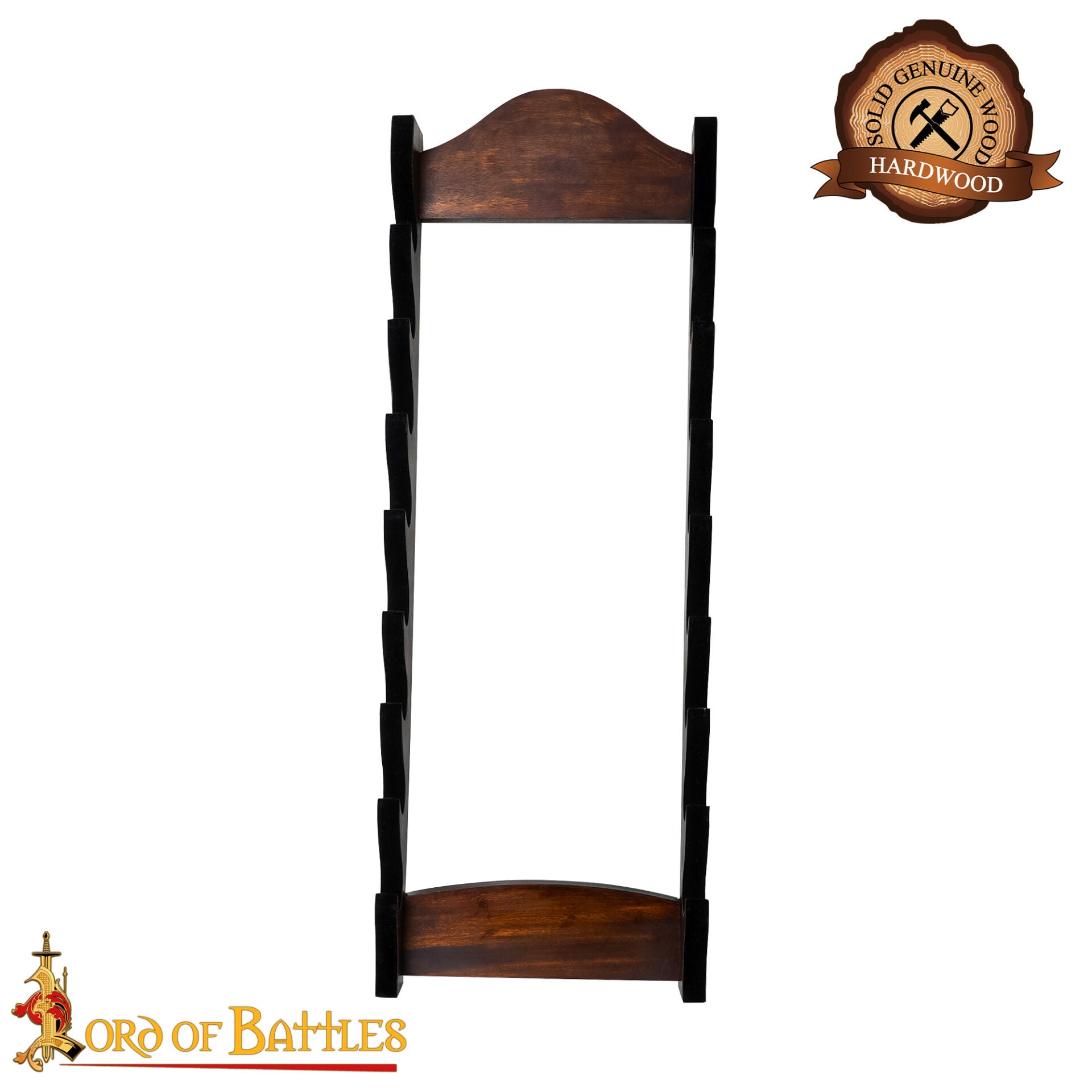 Soporte artesanal de madera maciza de 8 niveles para espadas y hachas - imagen 5