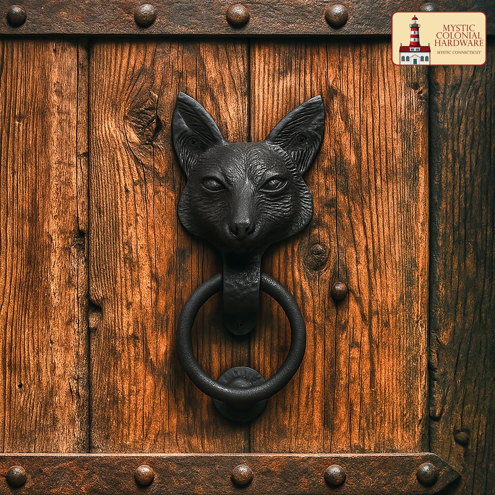 Picaporte con rostro de zorro en hierro forjado — estilo victoriano, gótico y steampunk - imagen 5