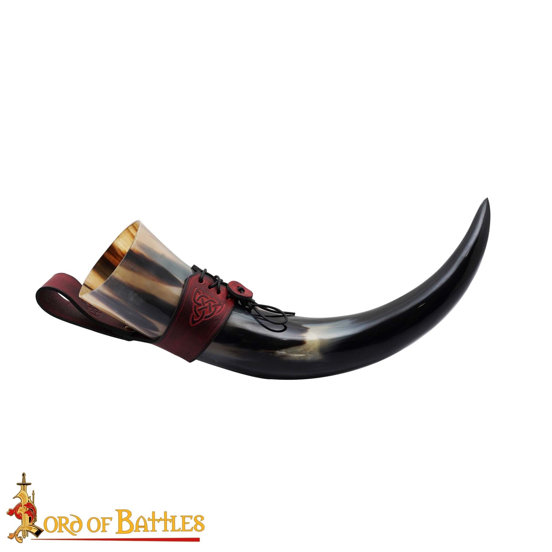 Cuerno de beber vikingo con funda de cuero y porta cinturón con nudo celta - imagen 31