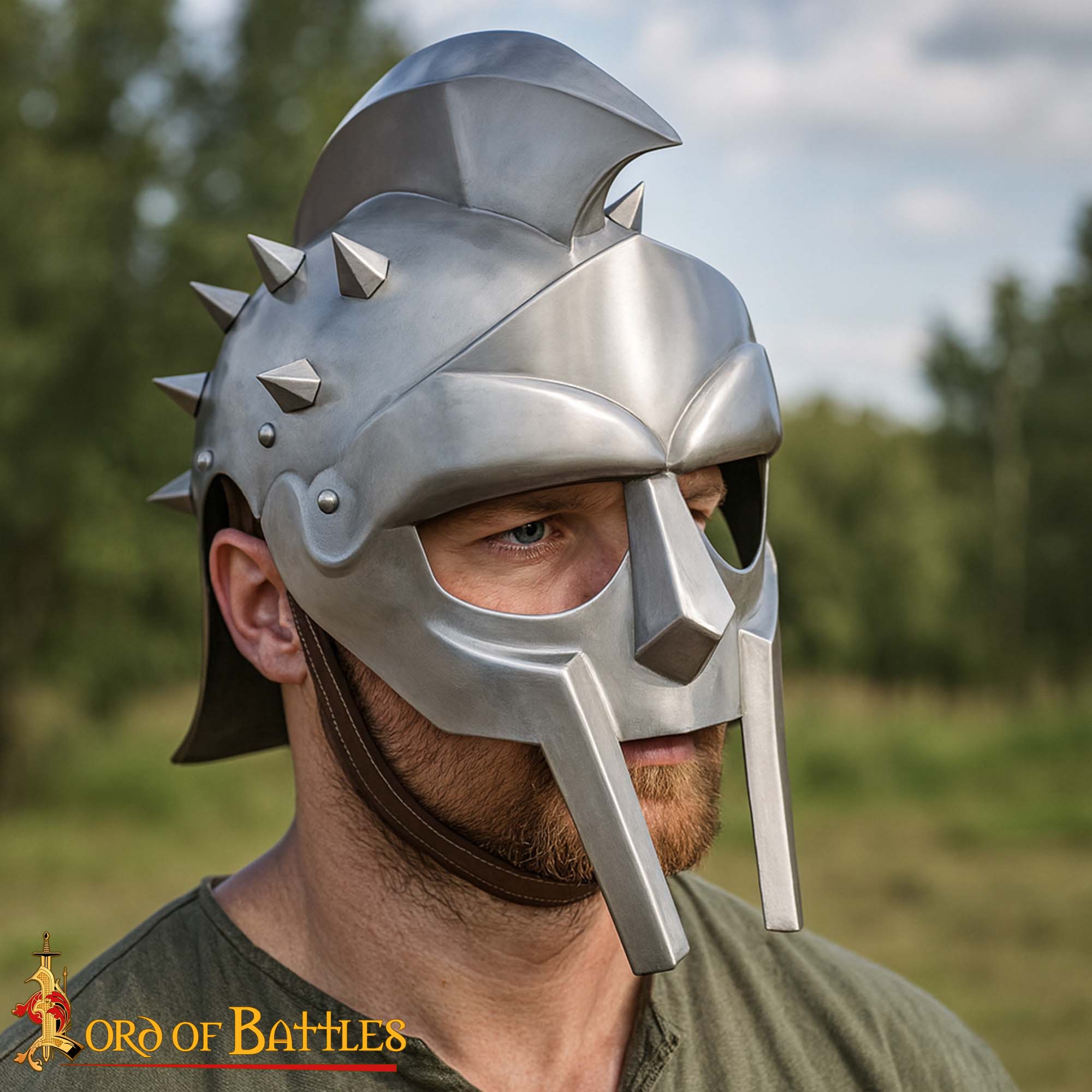 Casco gladiador 'The Spaniard' en acero con forro y pinchos - imagen 2