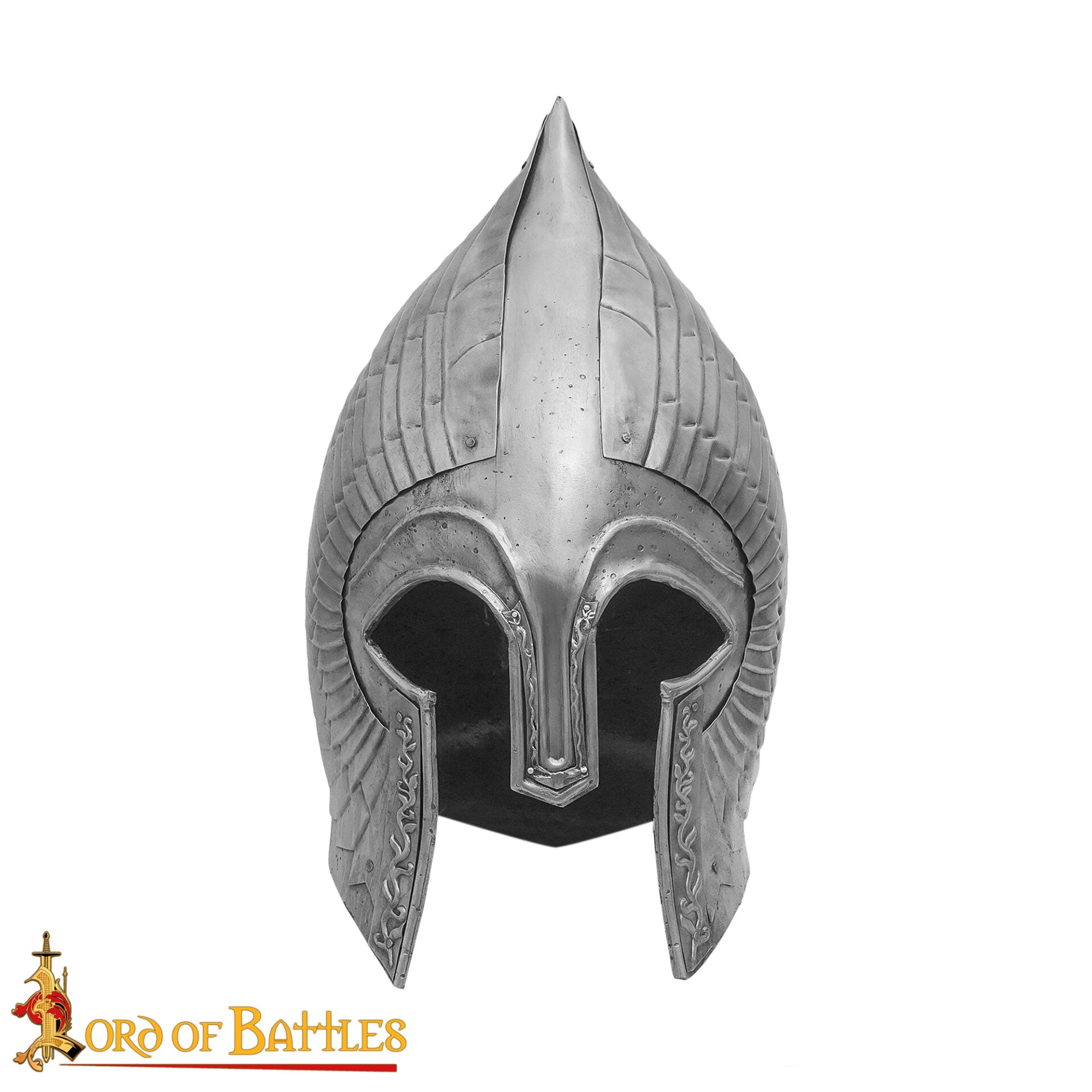 Imagen única de: Gondorian Casco Medieval de Acero con Forro de Cuero - Calibre 18 Acabado Antiguo - Fantasía Lotr Gondor Replica - Coleccionable Armadura Casco para Larp, y la Pantalla