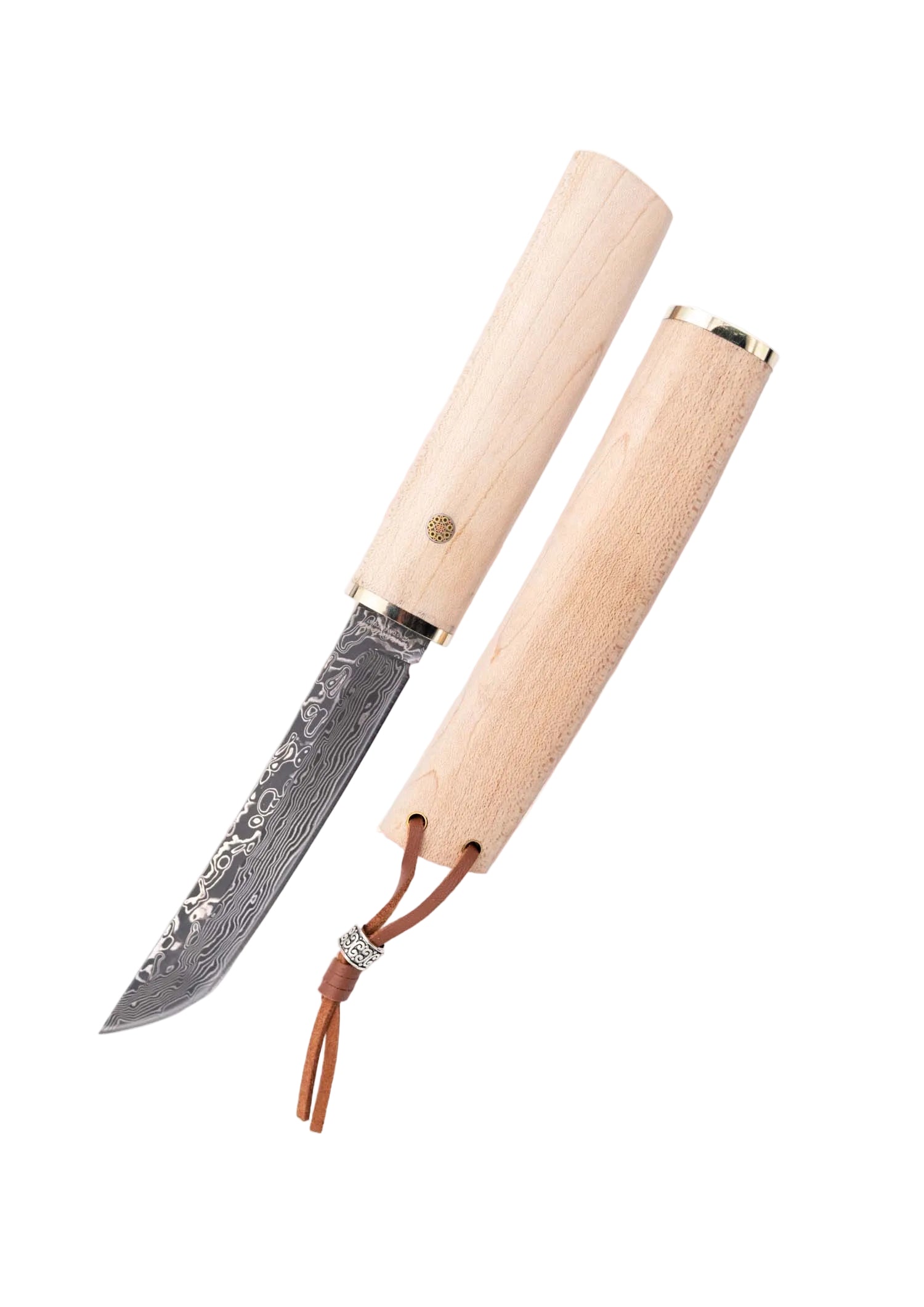 Cuchillo Tanto con Mango de Haya o Ébano – Acero Damasco VG10 Todo Medieval