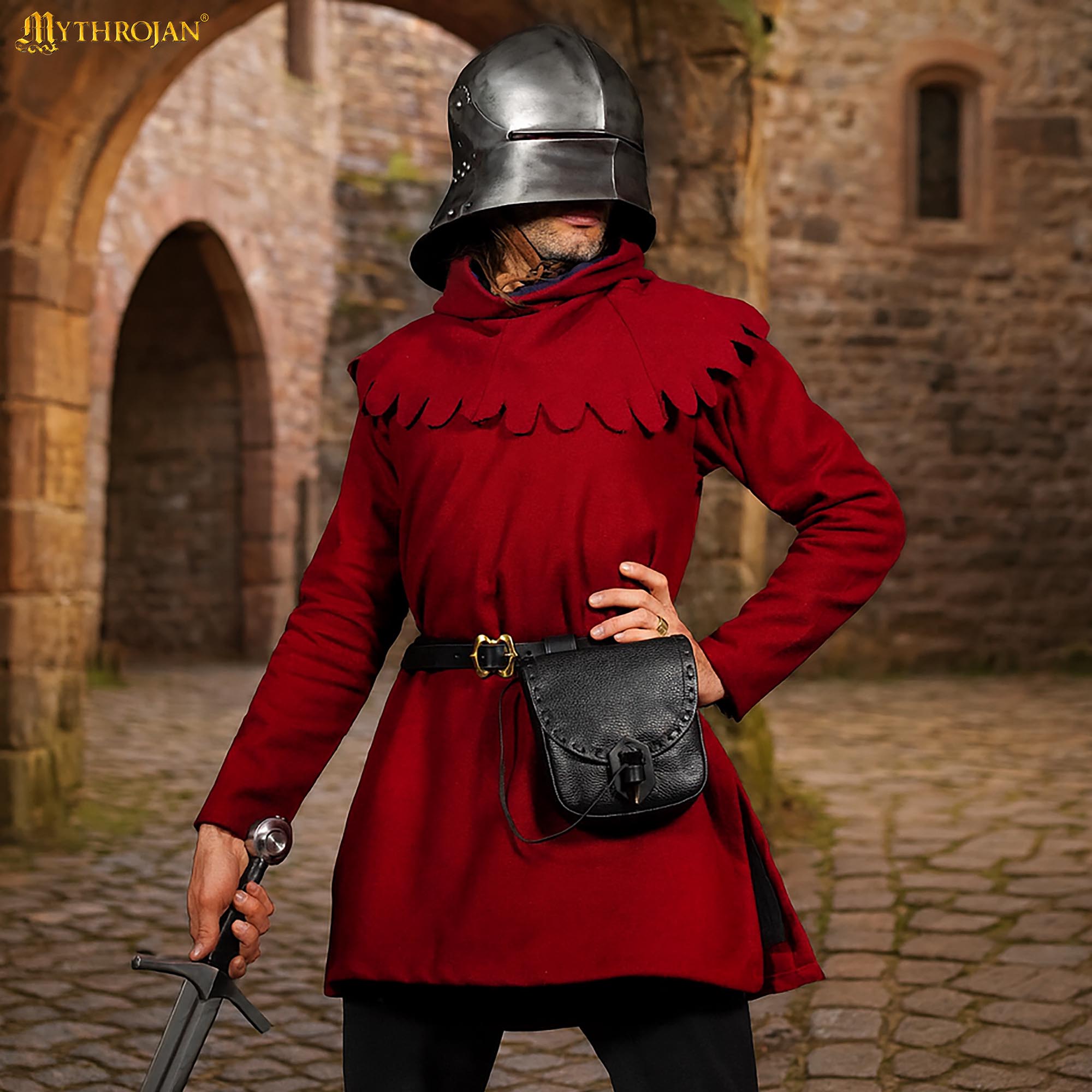 Bolsa de cinturón medieval de piel con cierre de cuerno - imagen 17