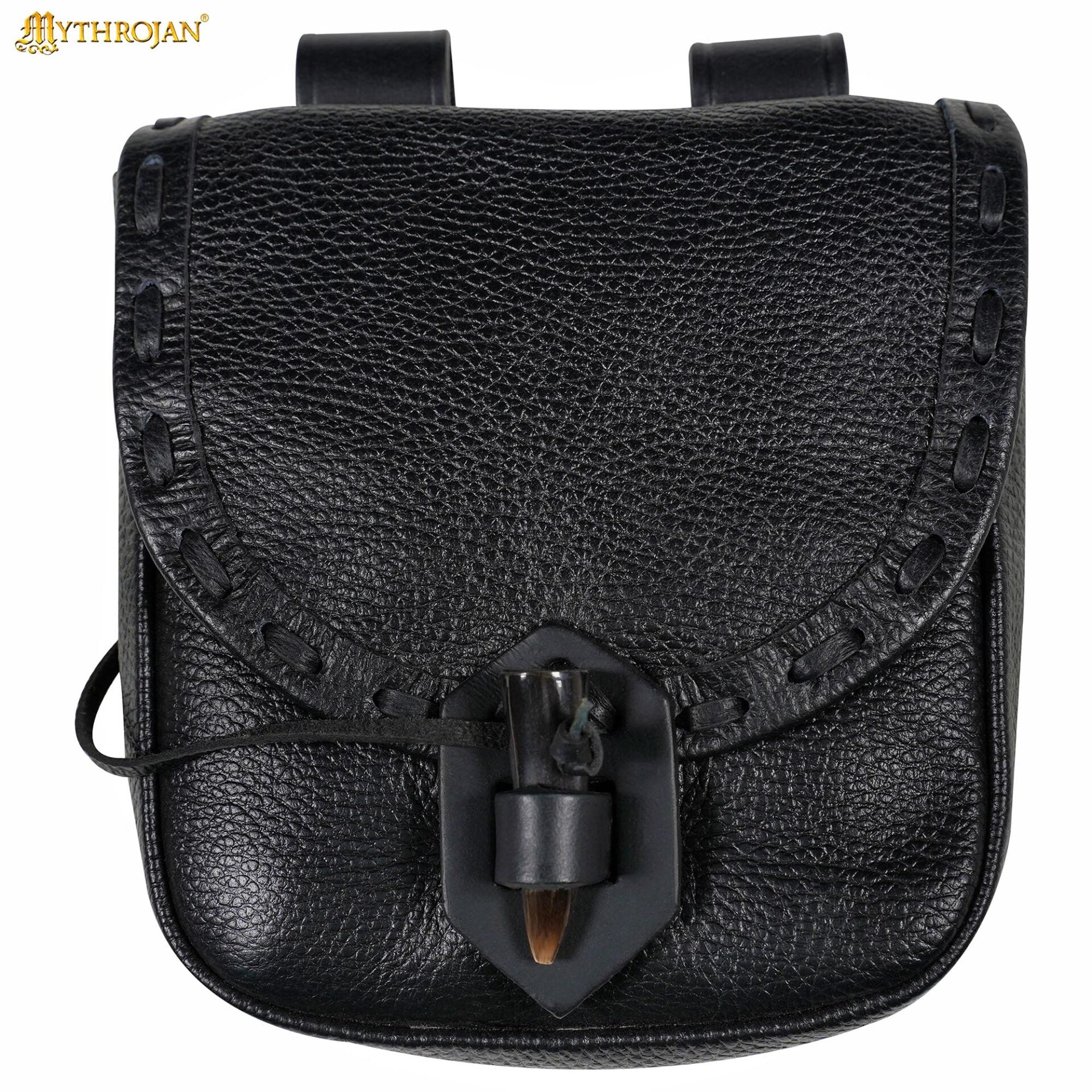 Bolsa de cinturón medieval de piel con cierre de cuerno - imagen 16