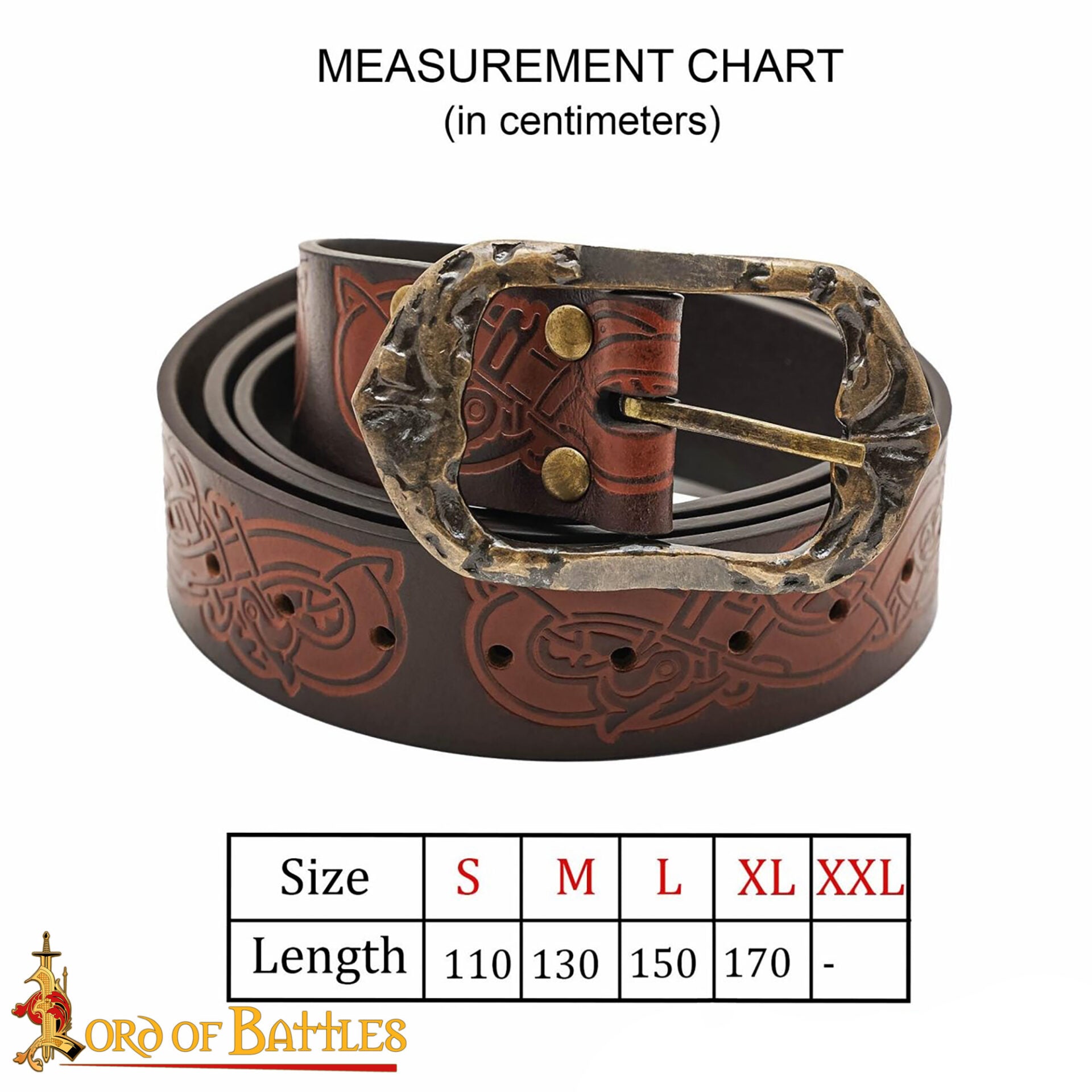 Cinturón vikingo medieval de cuero hecho a mano con hebilla de latón - imagen 20