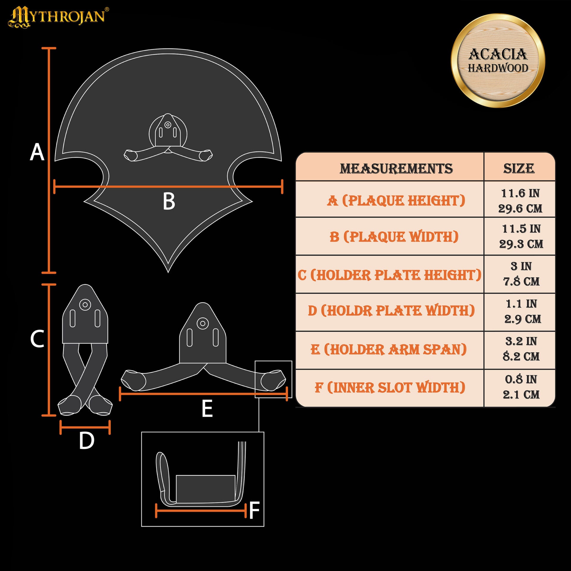 Placa de pared para espada en madera de acacia con soporte de acero - imagen 18