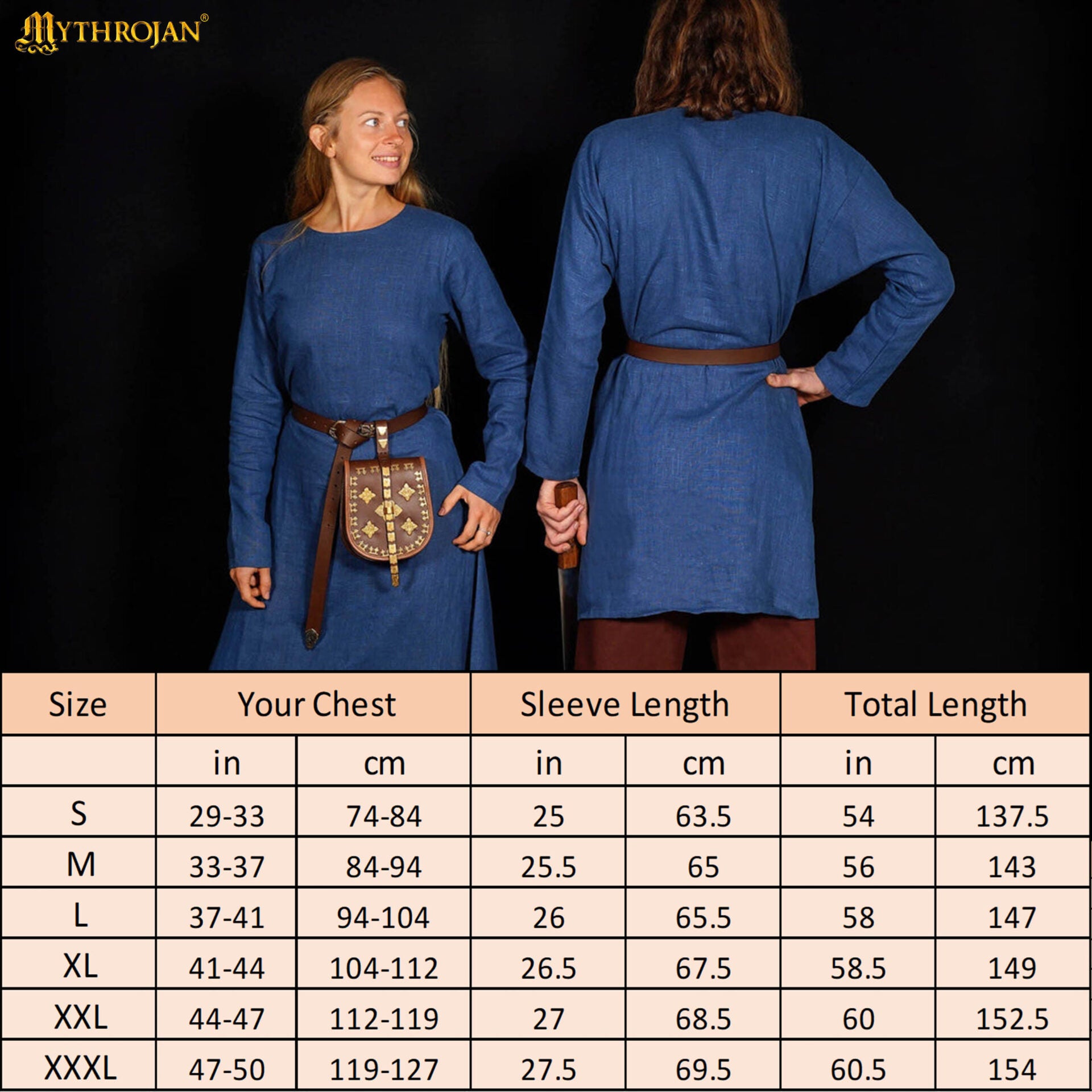 Vestido vikingo largo Helga en lino 100% para mujer - imagen 19