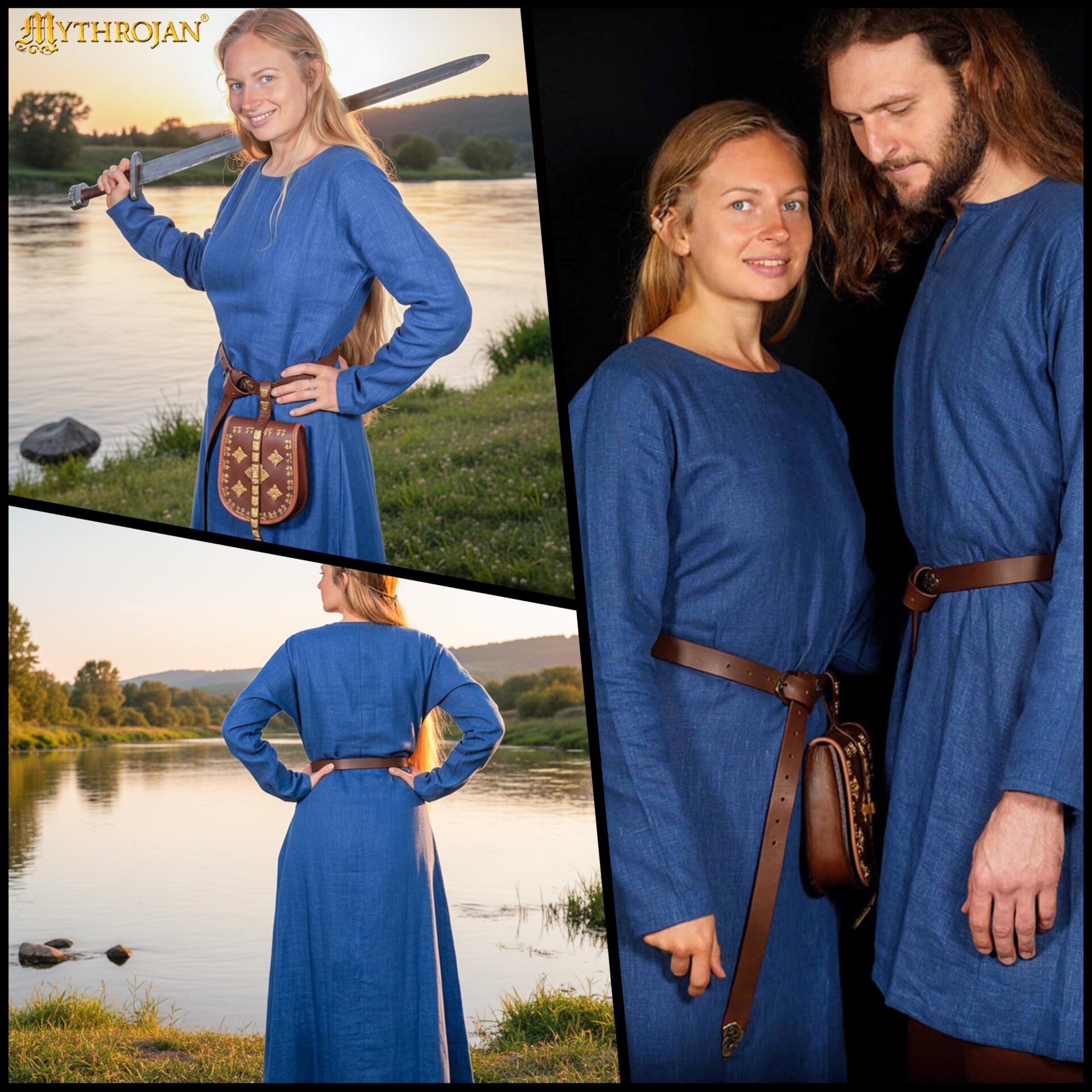 Vestido vikingo largo Helga en lino 100% para mujer - imagen 21
