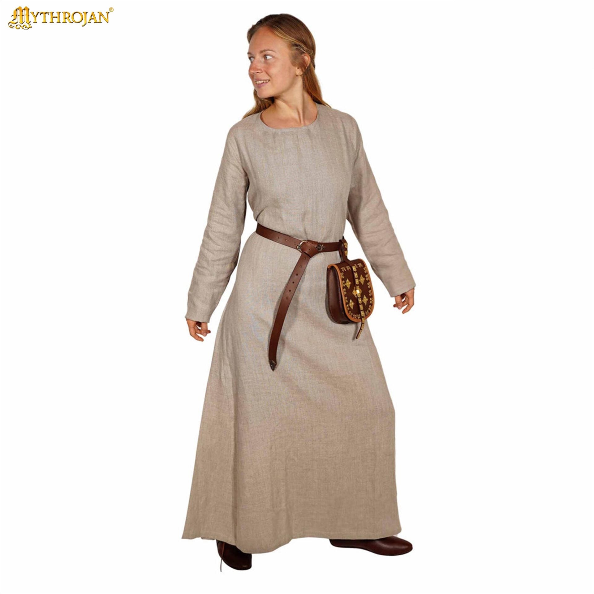 Vestido vikingo largo Helga en lino 100% para mujer - imagen 15