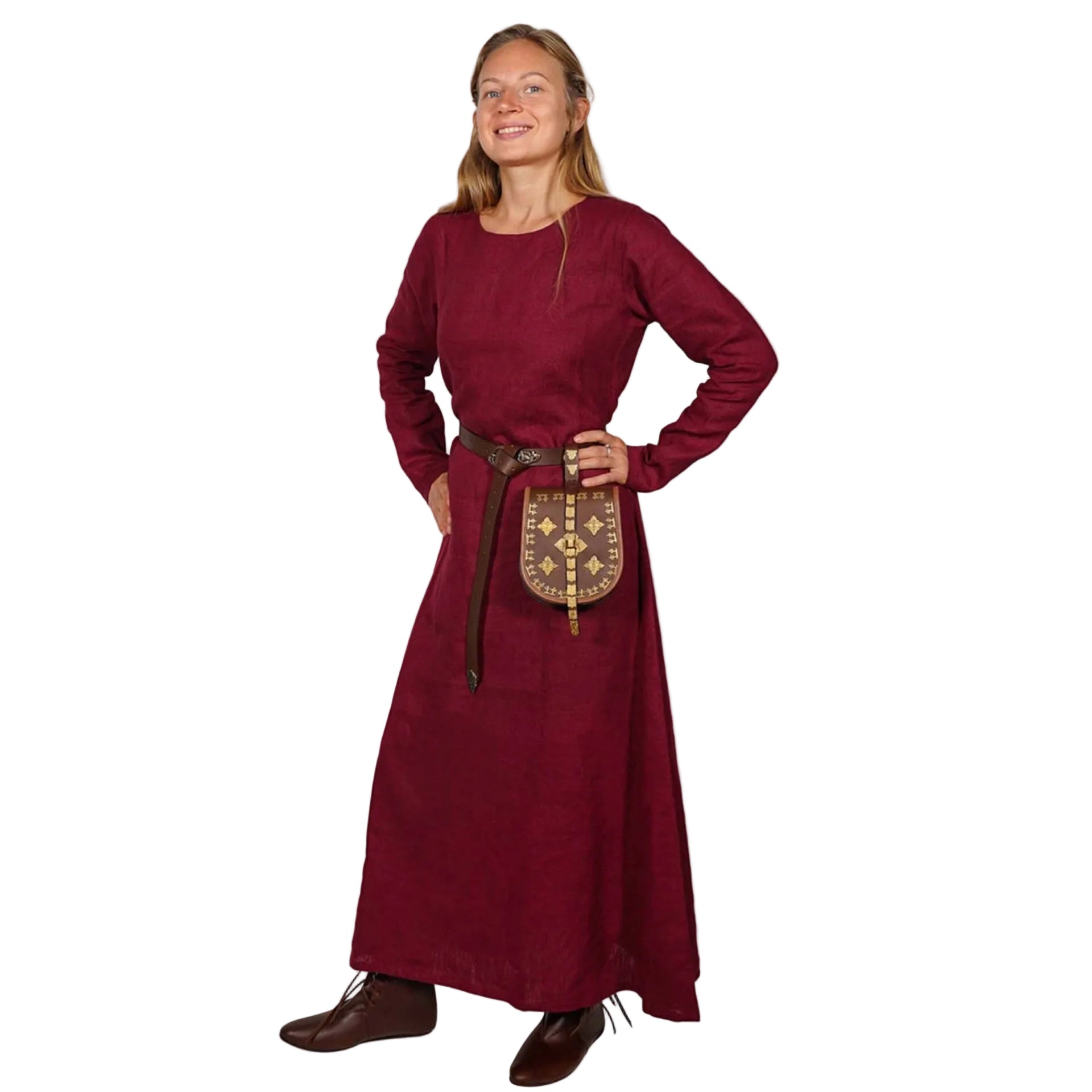 Vestido vikingo largo Helga en lino 100% para mujer - imagen 11