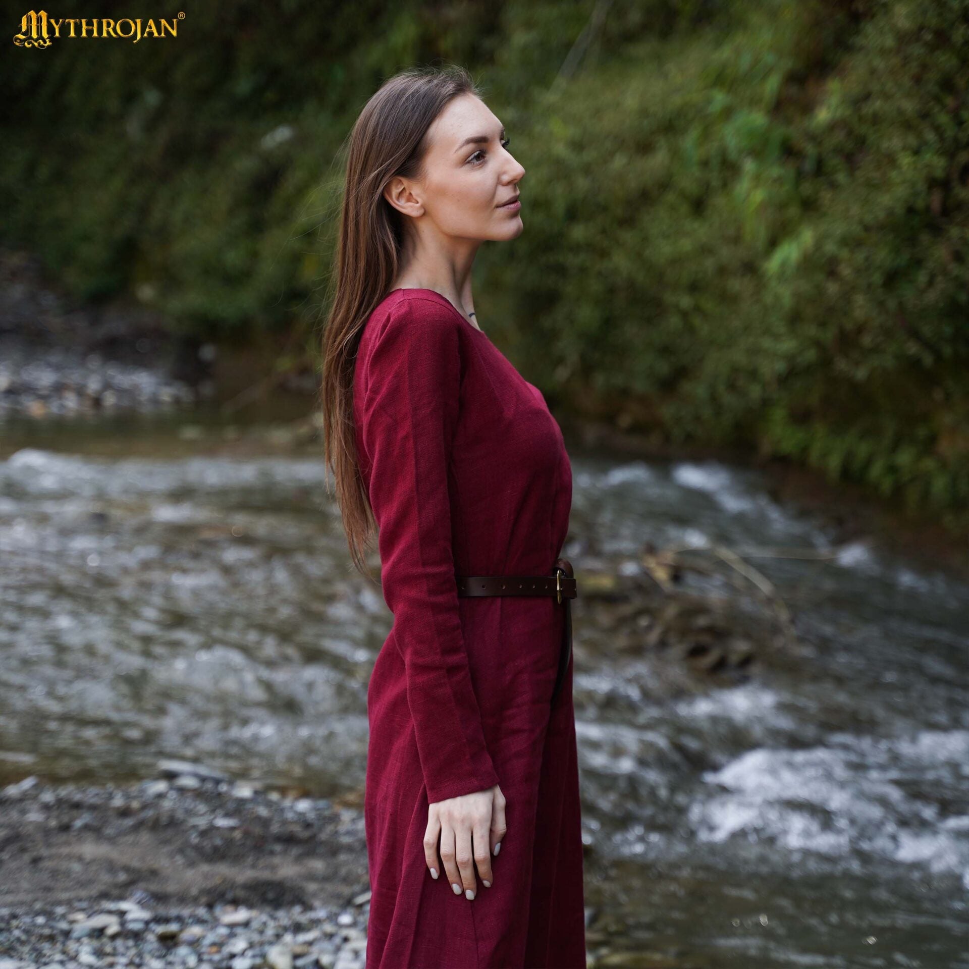 Vestido vikingo largo Helga en lino 100% para mujer - imagen 13