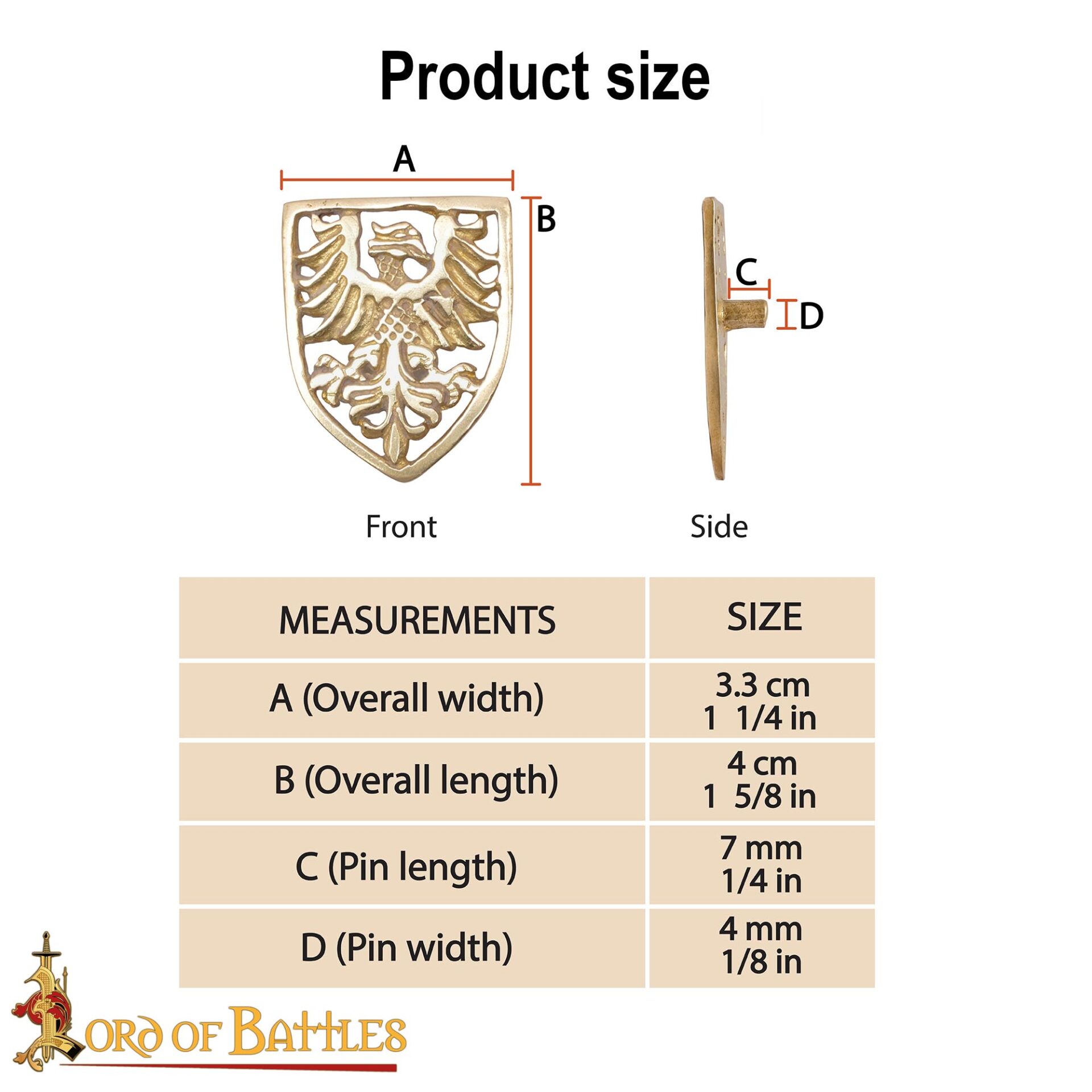 Escudo Heráldico de Águila Adornos de Latón - Juego de 5 Monturas Decorativas Medievales - Imagen 3