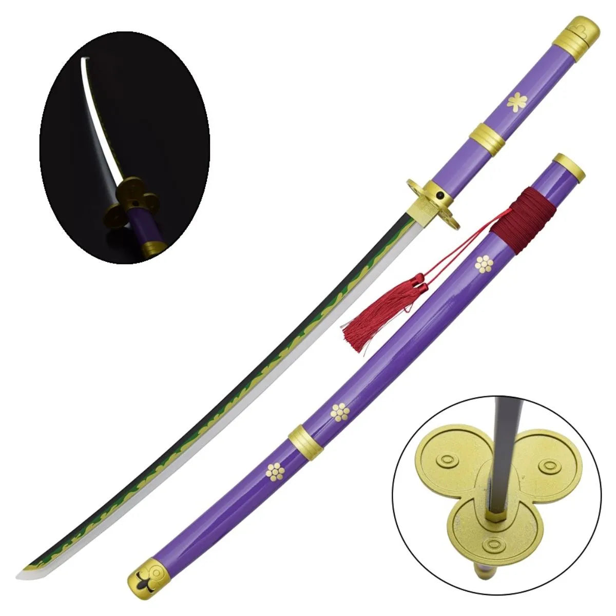 Imagen única de: Katana Decorativa Acero al Carbono LED Enma Morada de Roronoa Zoro - One Piece