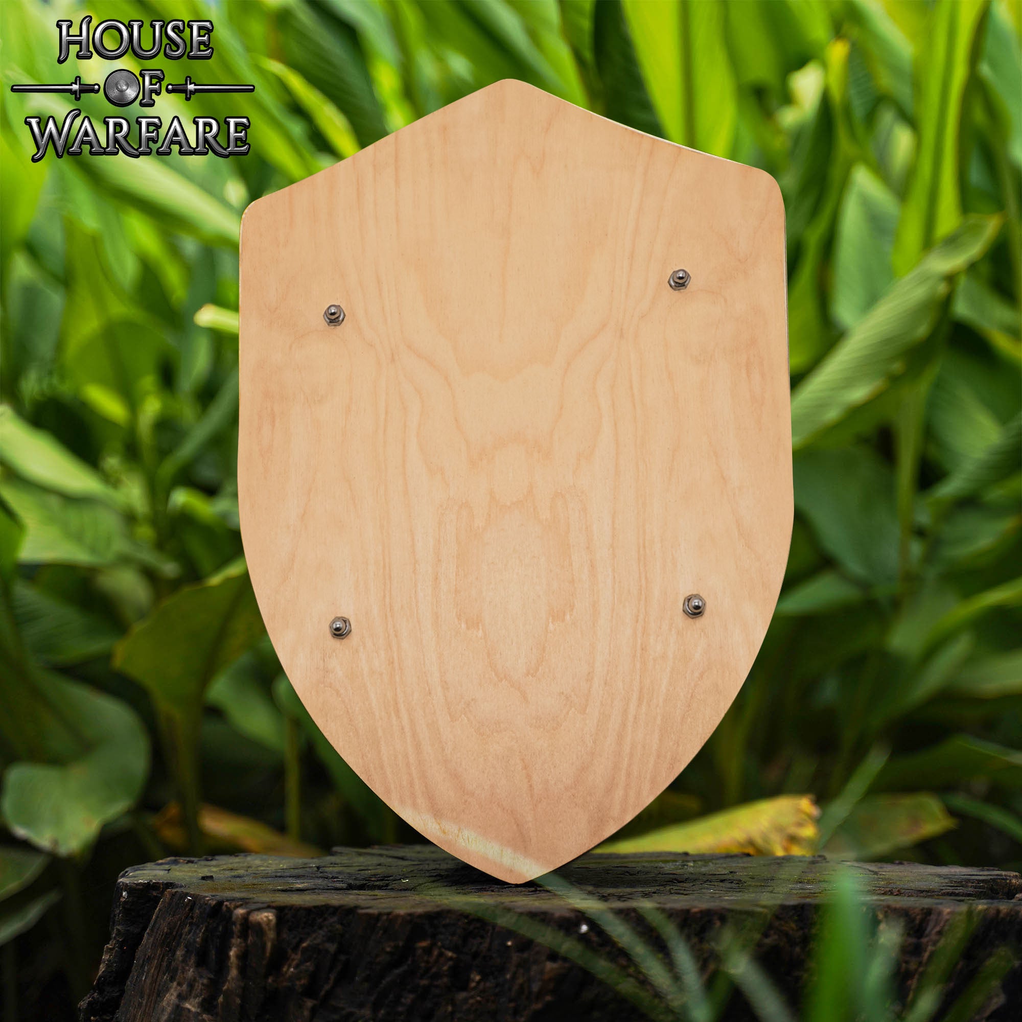 Escudo grande de madera maciza personalizable con correas de cuero - imagen 6