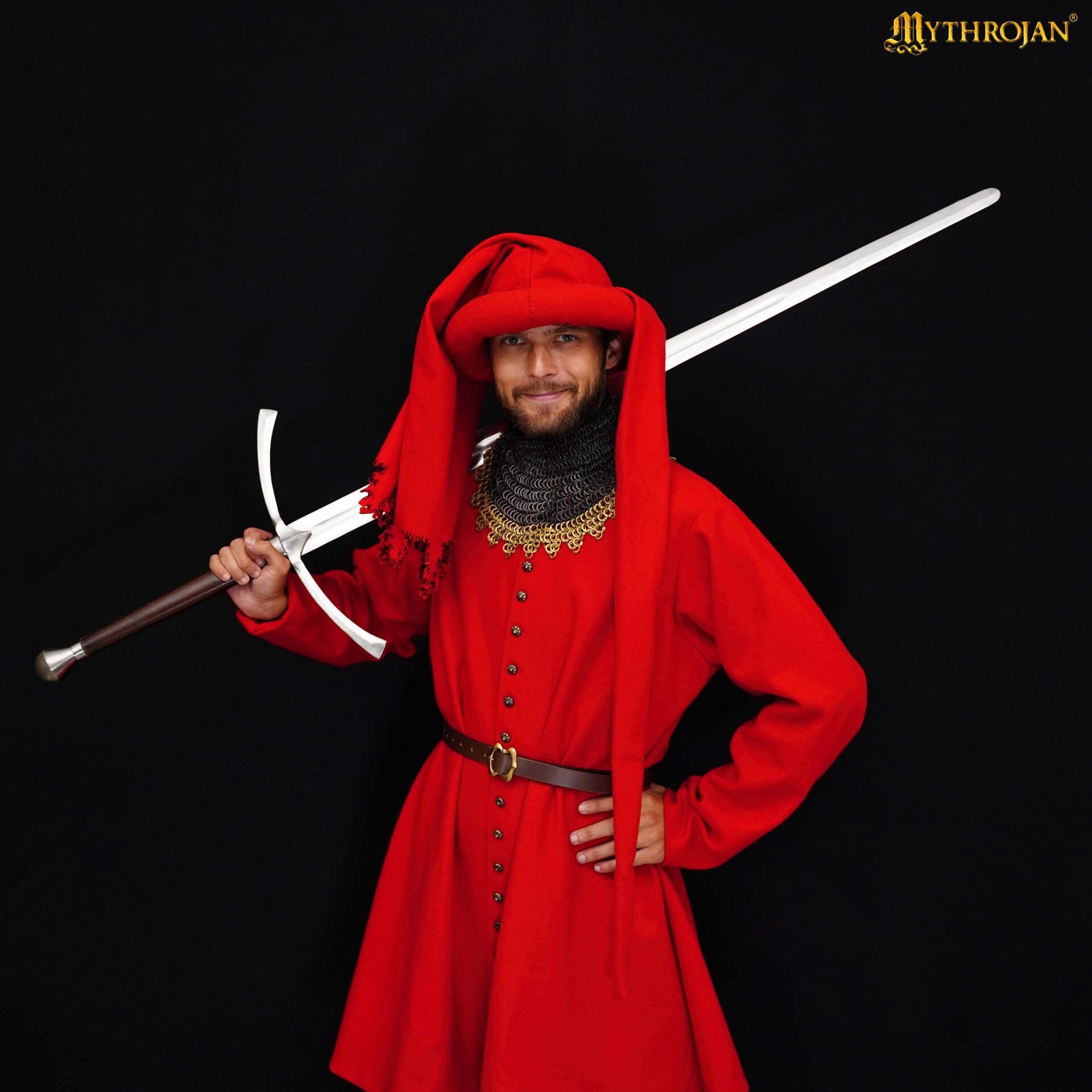Houppelande de lana - Vestido medieval tardío con botones de latón - imagen 19