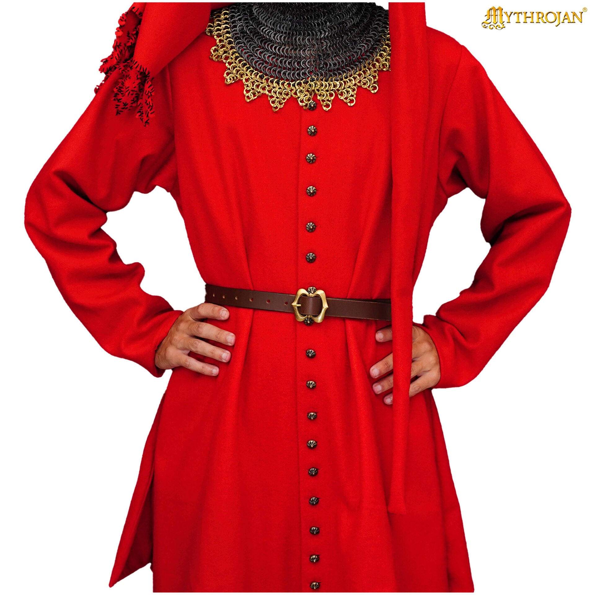 Houppelande de lana - Vestido medieval tardío con botones de latón - imagen 13
