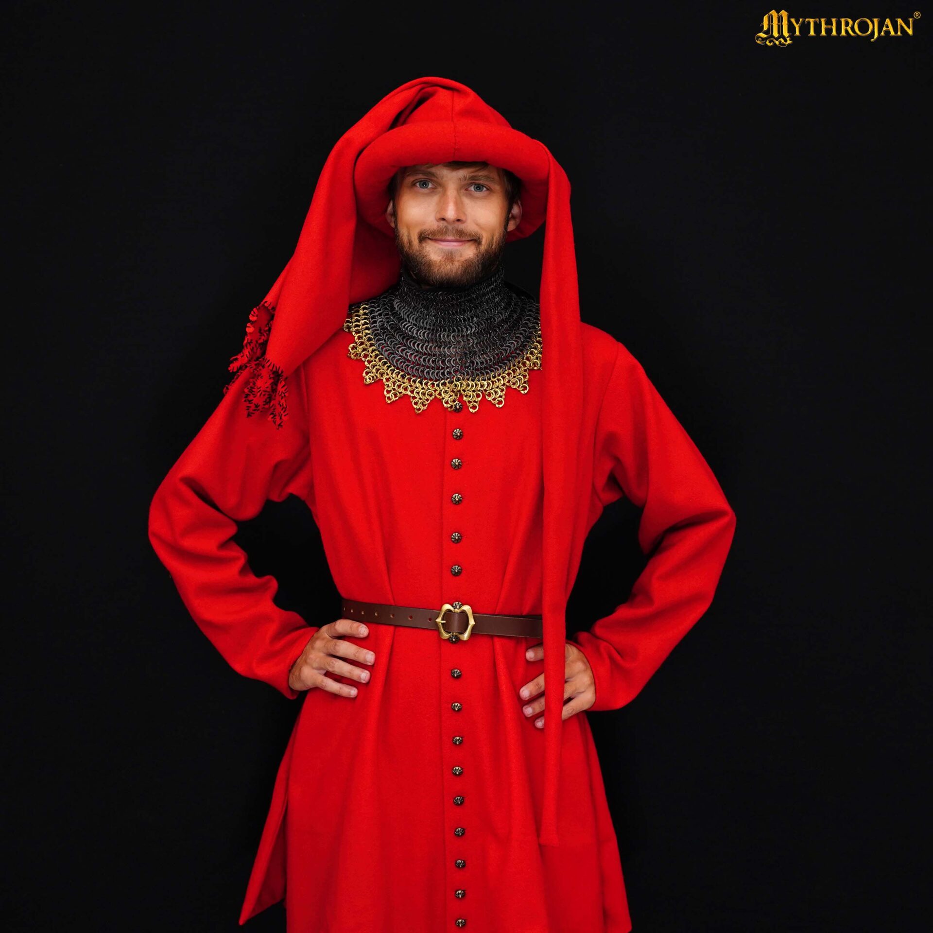 Houppelande de lana - Vestido medieval tardío con botones de latón - imagen 16