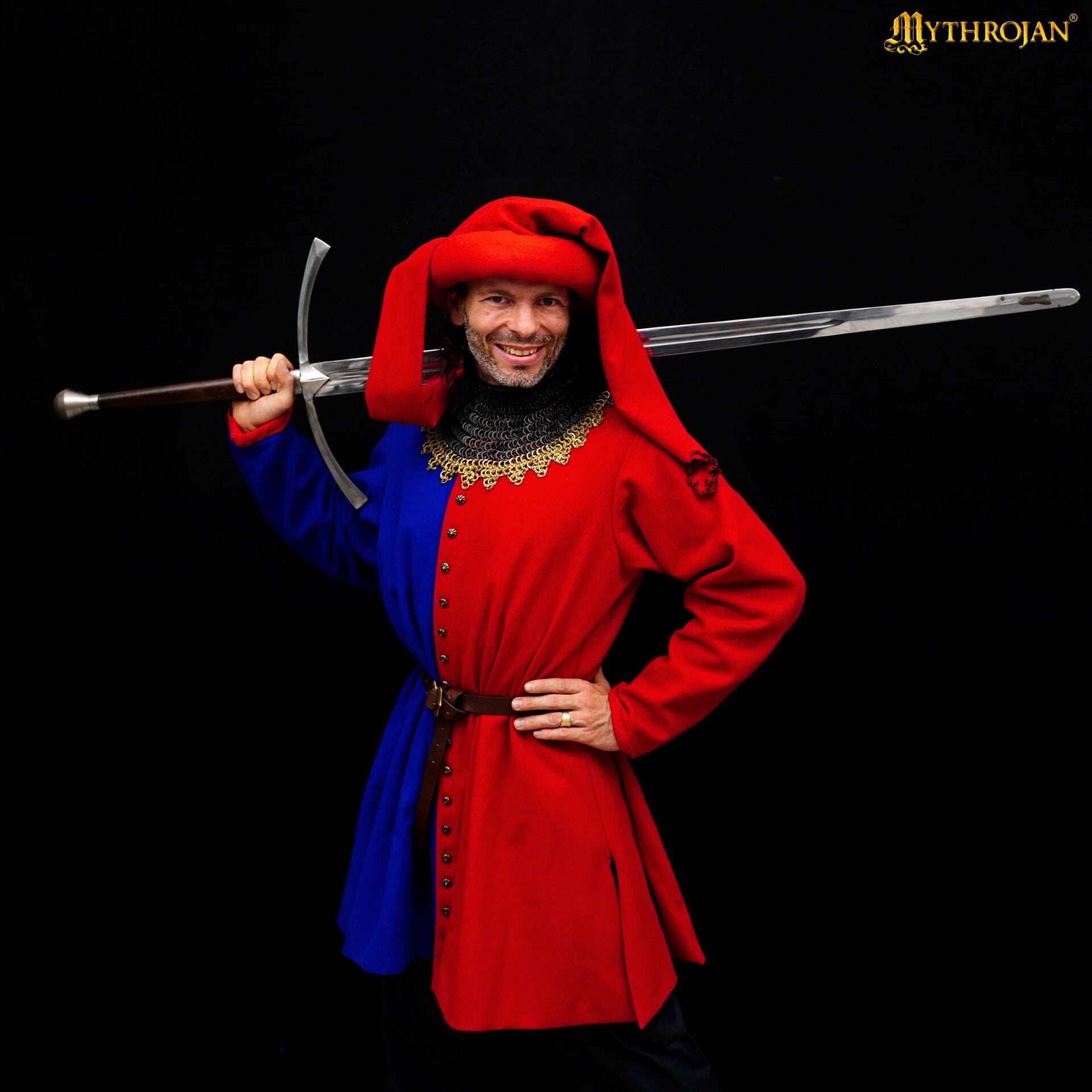 Houppelande de lana - Vestido medieval tardío con botones de latón - imagen 9