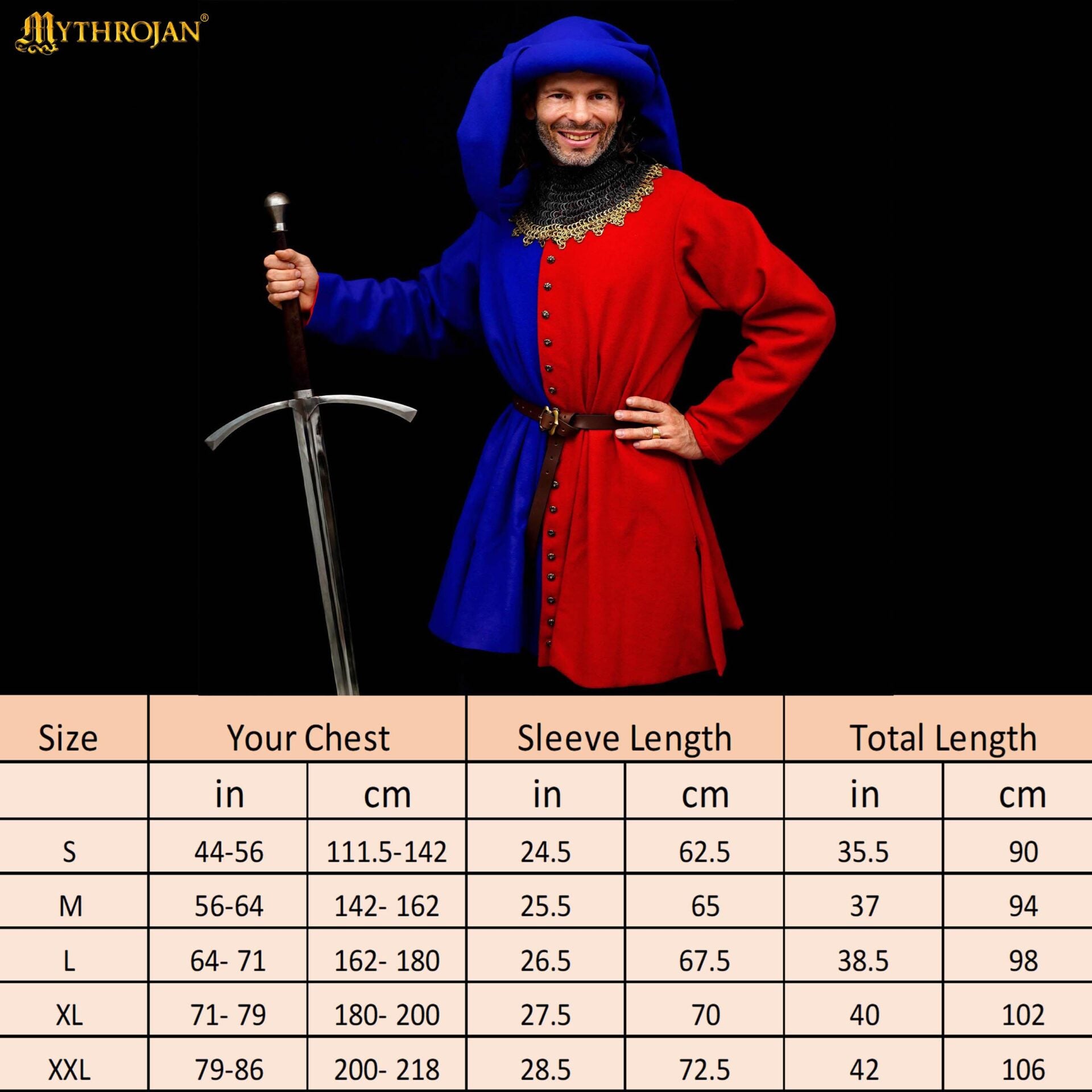 Houppelande de lana - Vestido medieval tardío con botones de latón - imagen 3