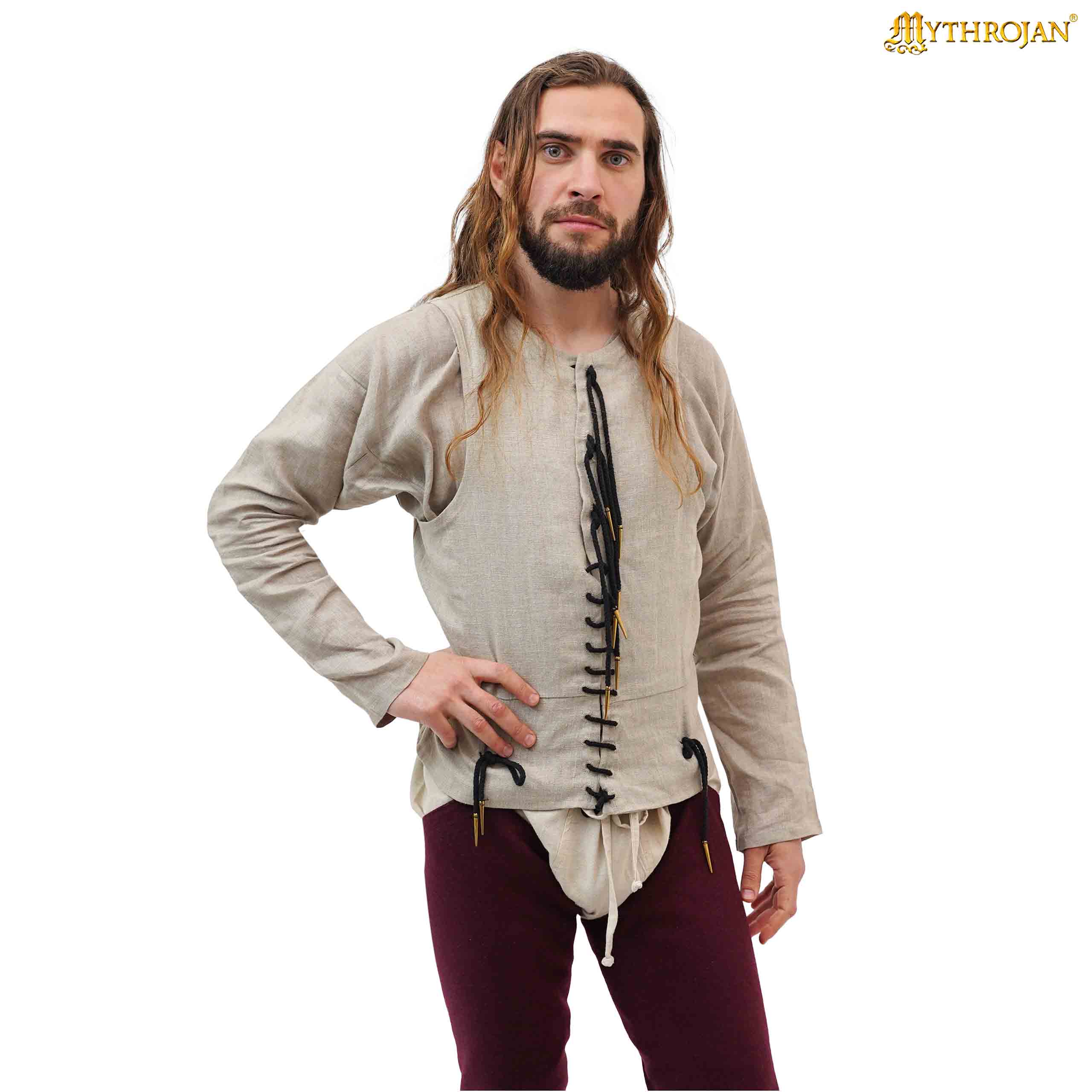 Pourpoint medieval tardío sin mangas — Chaleco histórico para recreación, LARP y SCA - imagen 5