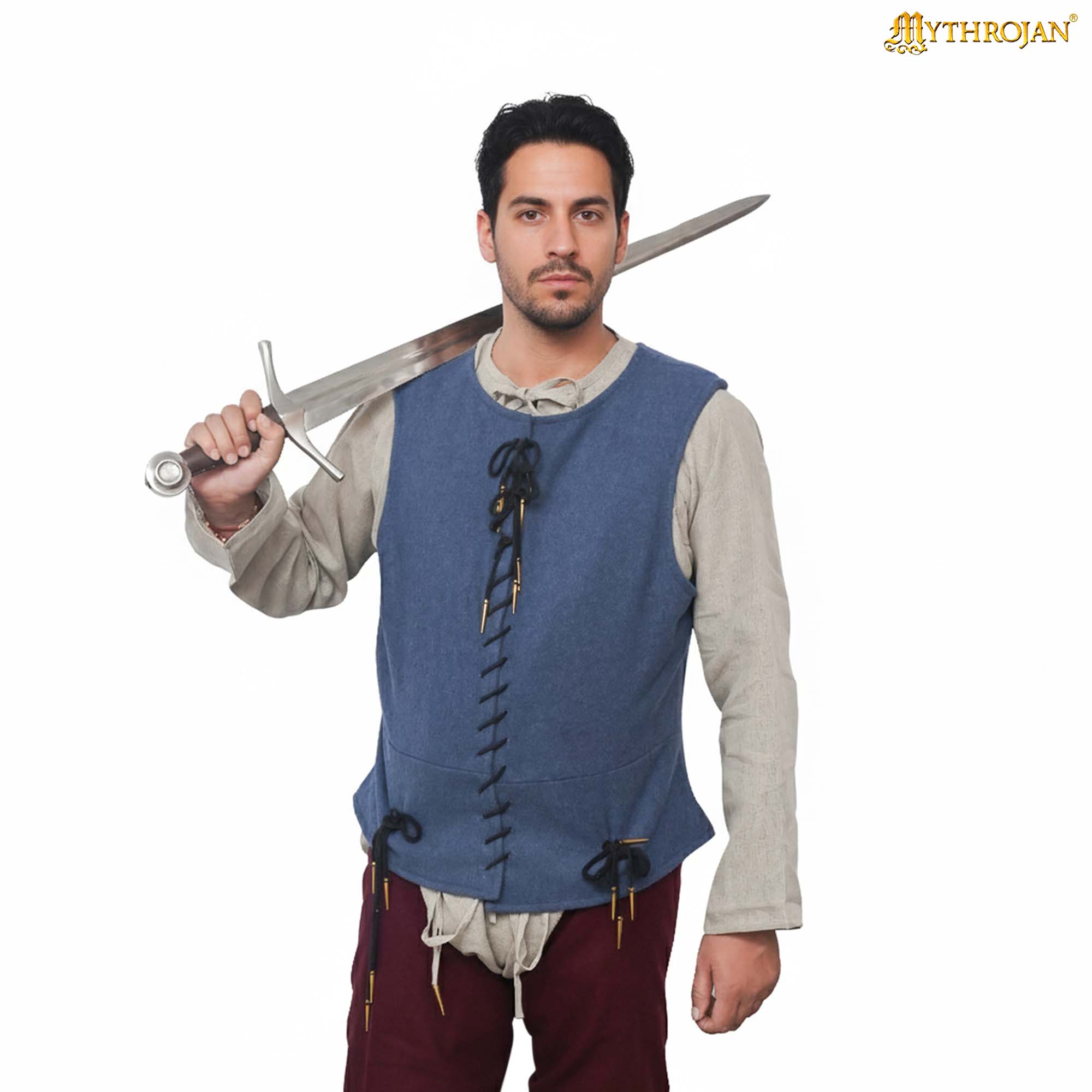 Pourpoint medieval tardío sin mangas — Chaleco histórico para recreación, LARP y SCA - imagen 6