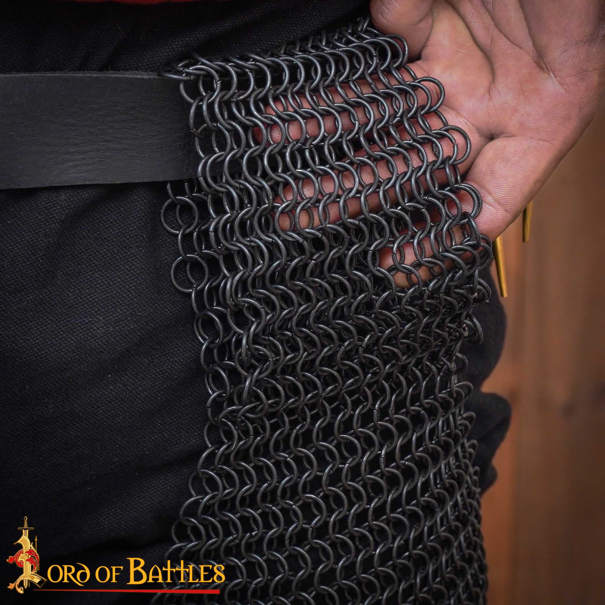 Grebas (Chausses) de cota de malla 10 mm, acero calibre 16, acabado negro - imagen 6