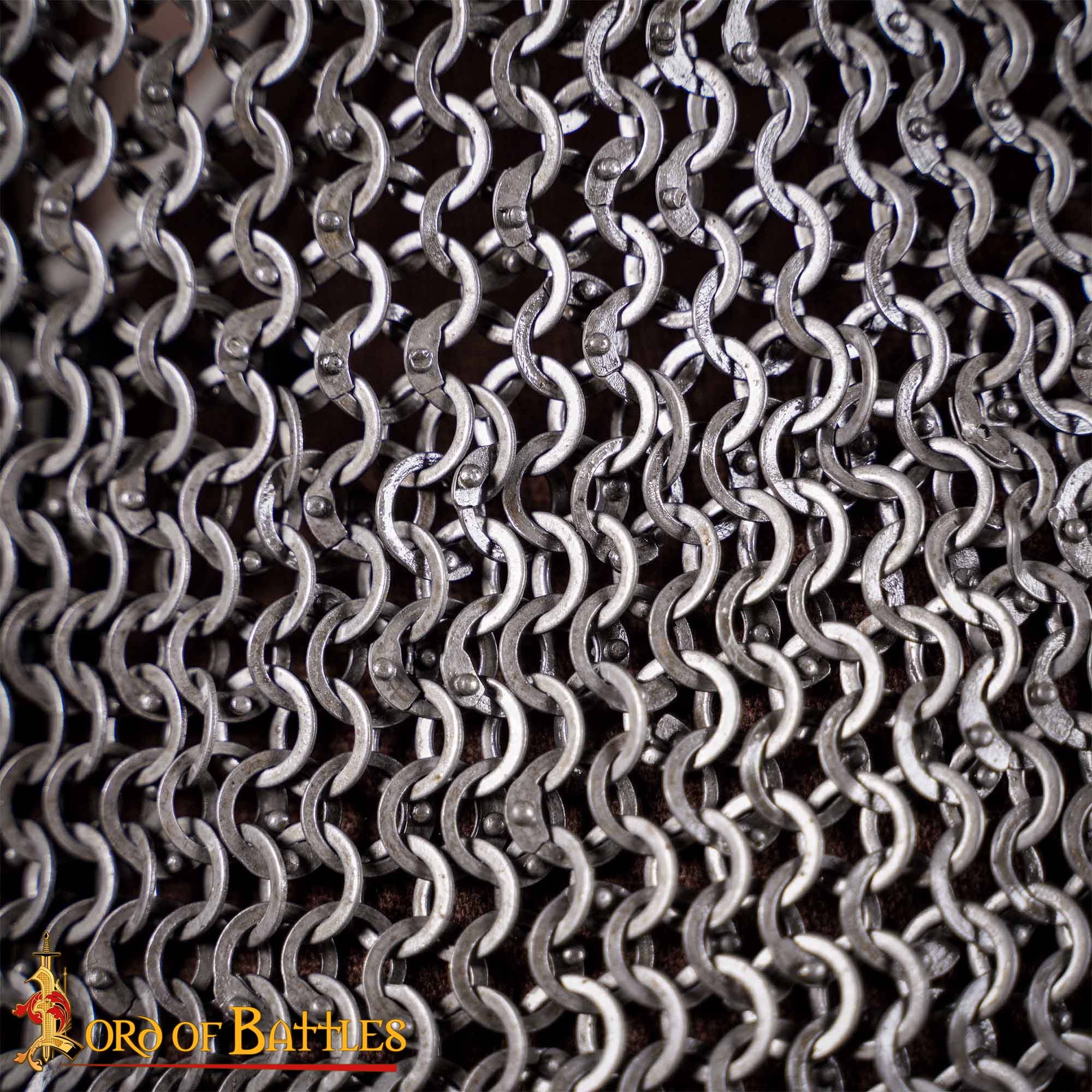 Mallas de Cota de Malla / Chausses - 9mm Remachado Anillos Planos con Alternancia de Anillos Sólidos de Calibre 17 de Acero Suave Acabado Natural Armadura Medieval para Larp y Disfraces - Imagen 15