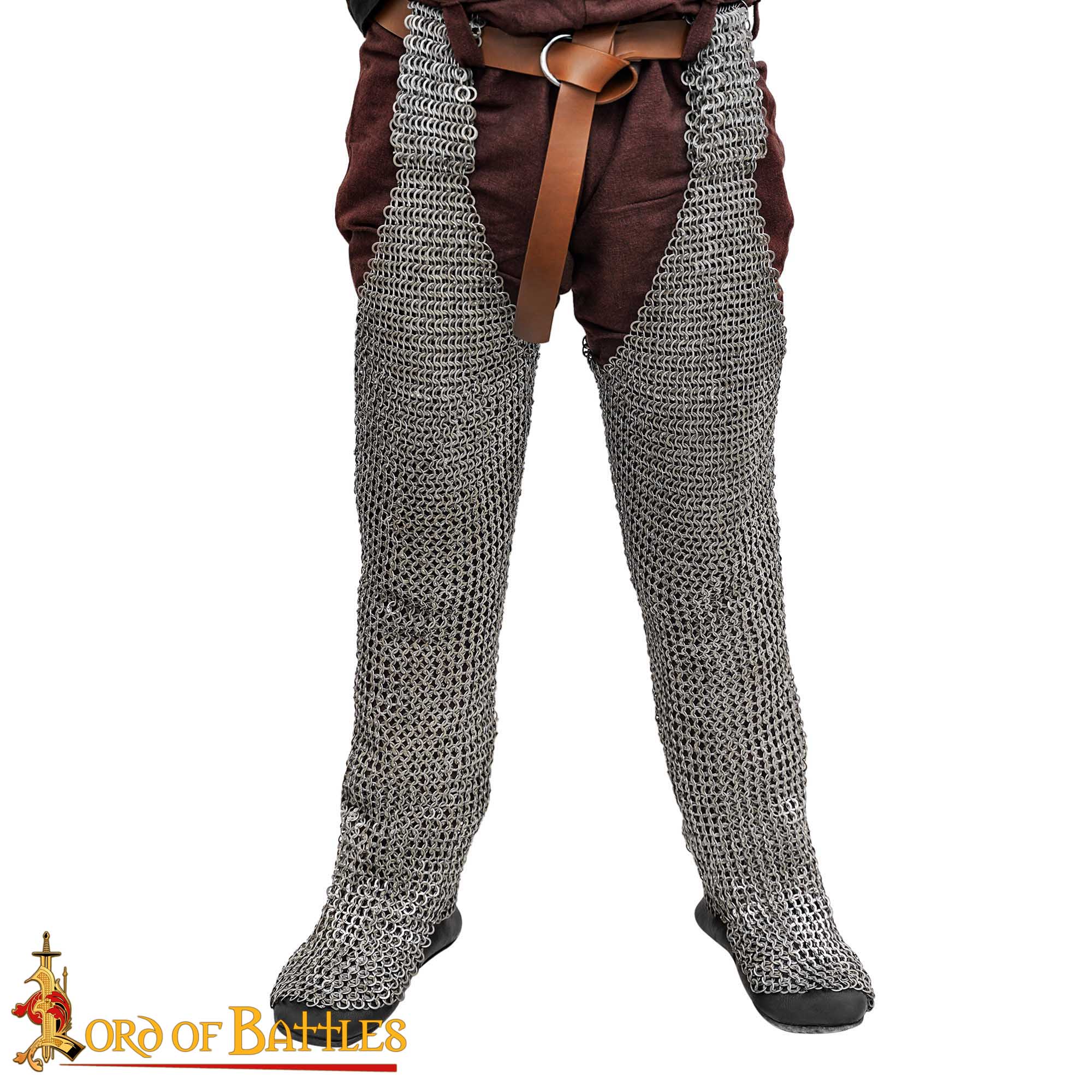 Chausses de malla medieval para pierna y pie — anilla plana 9 mm, remachadas, acero 17 gauge - imagen 13