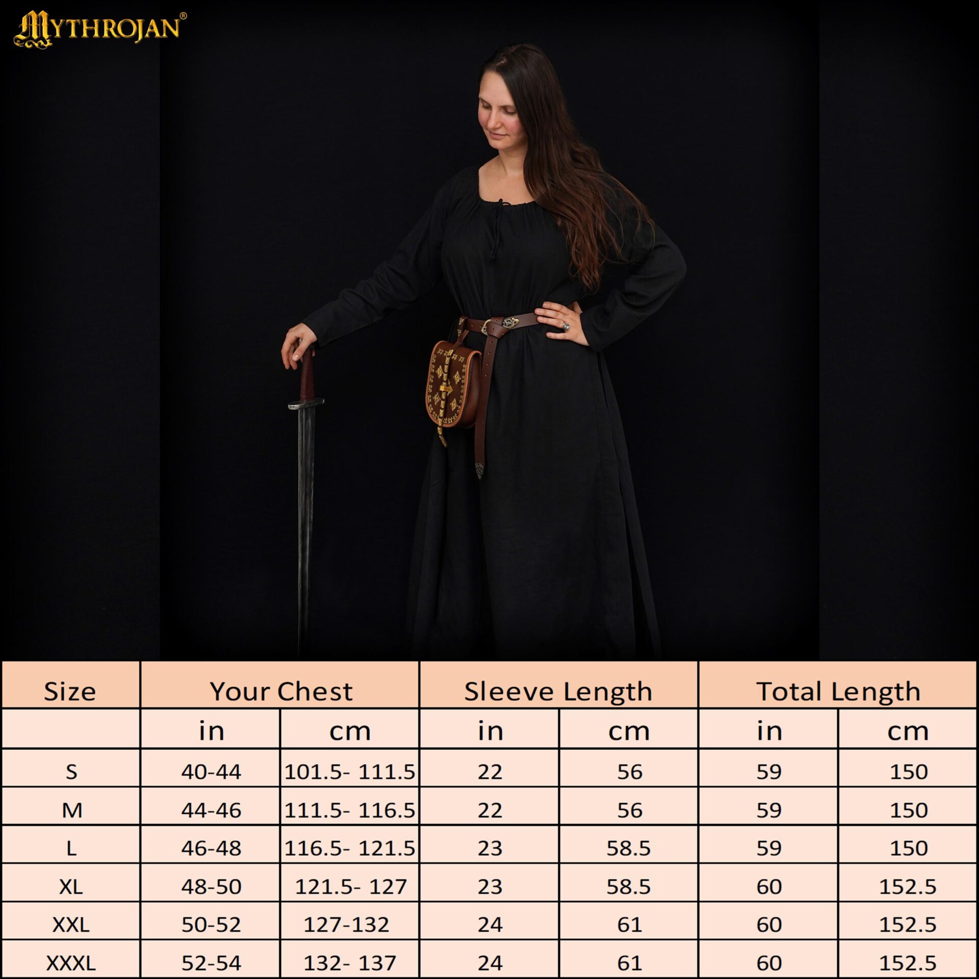 Vestido medieval Maiden de algodón 100% para LARP y recreación - imagen 4