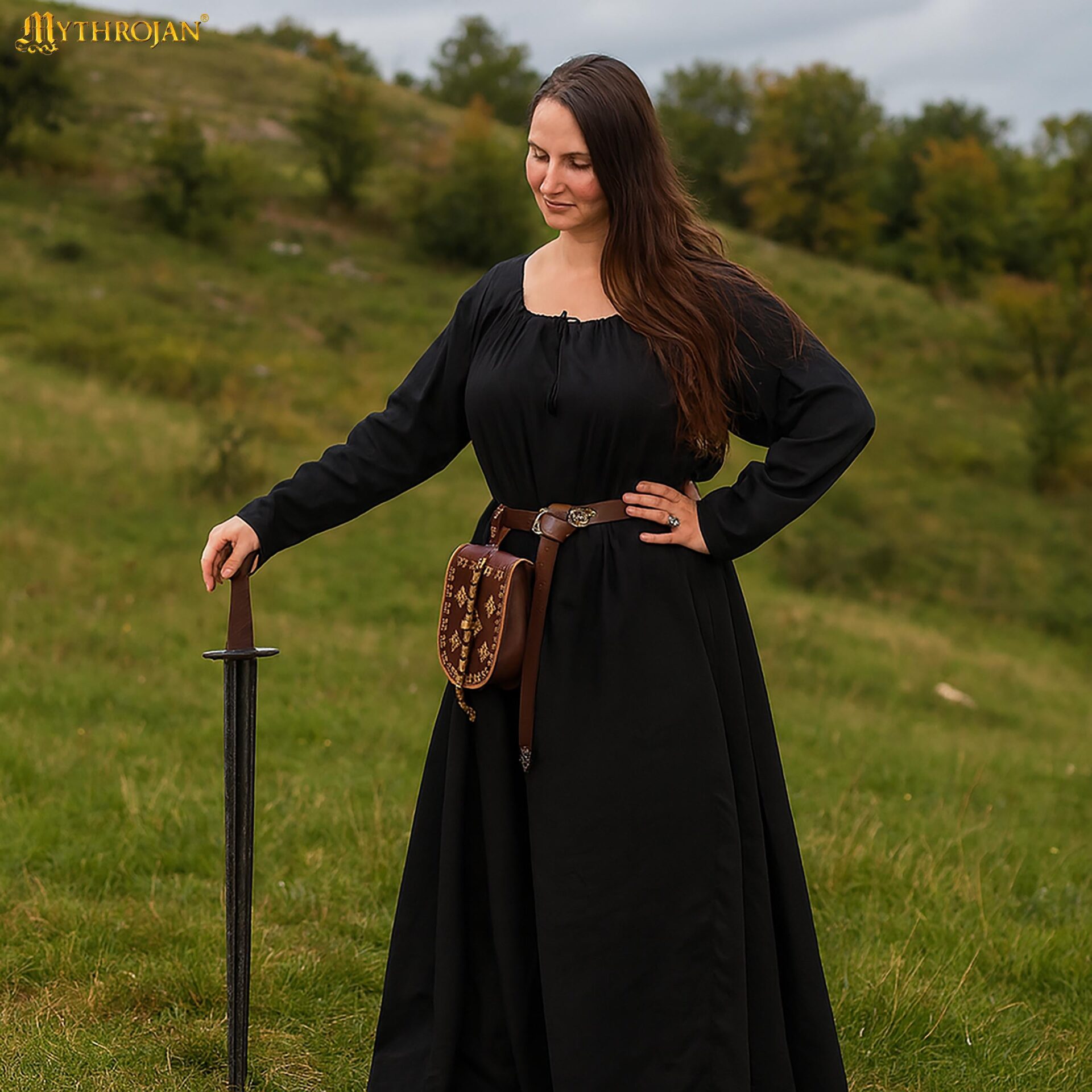 Vestido medieval Maiden de algodón 100% para LARP y recreación