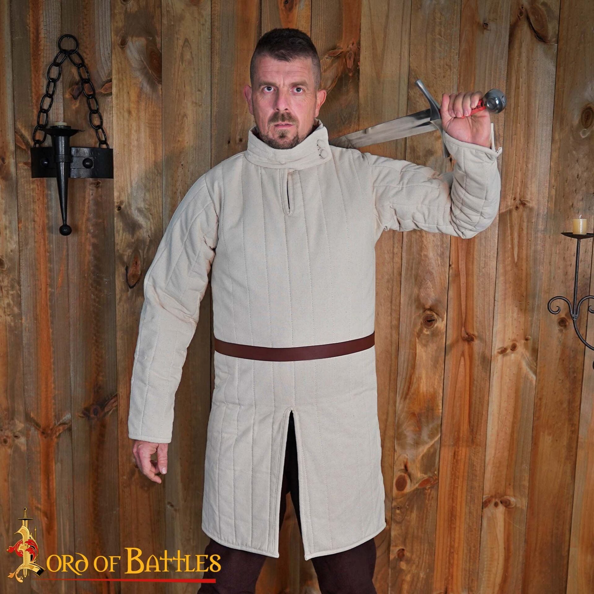 Gambesón triple capa Tipo 8 - Casaca acolchada medieval - Crudo - L