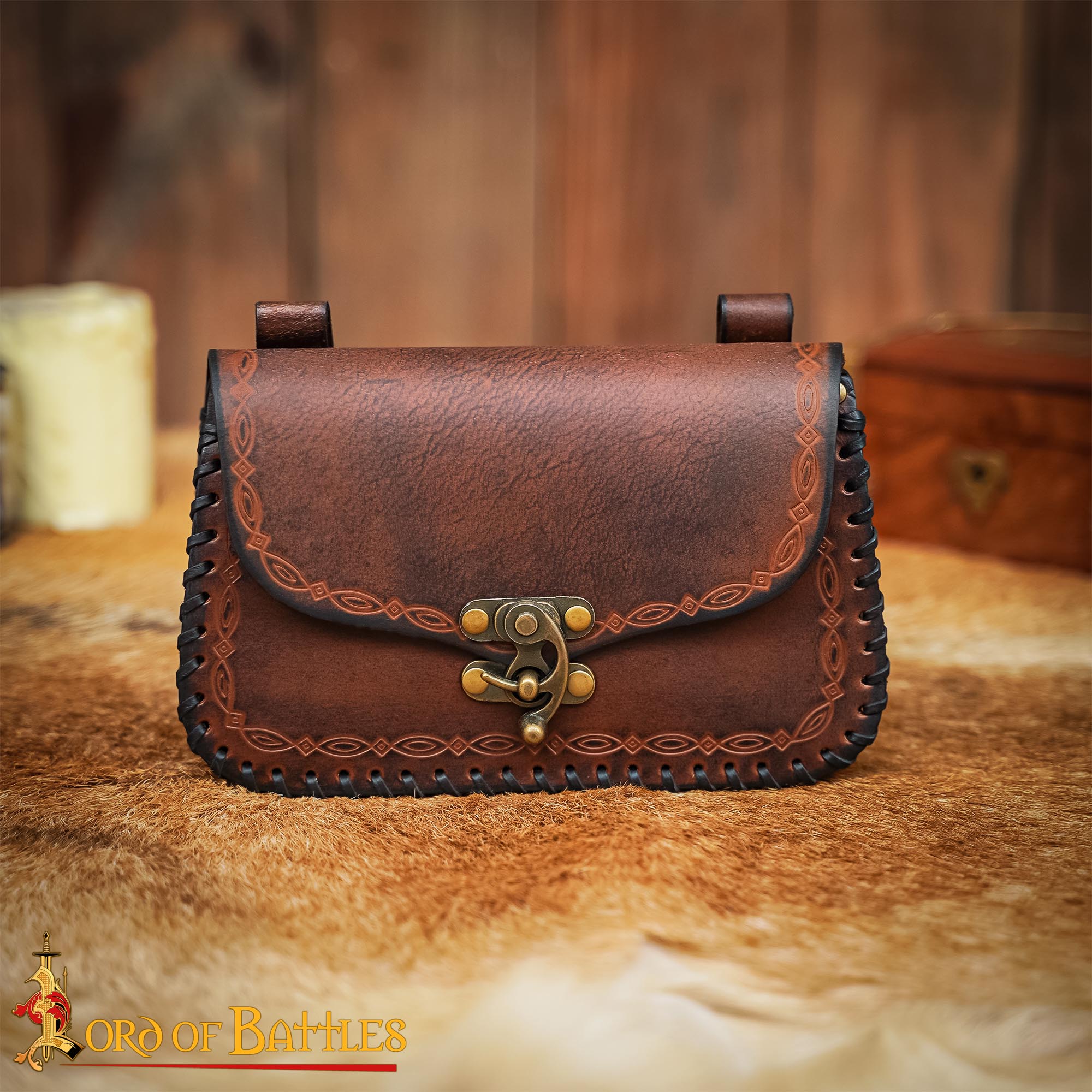 Bolsa de cinturón medieval de cuero repujado — LARP y recreación - imagen 30