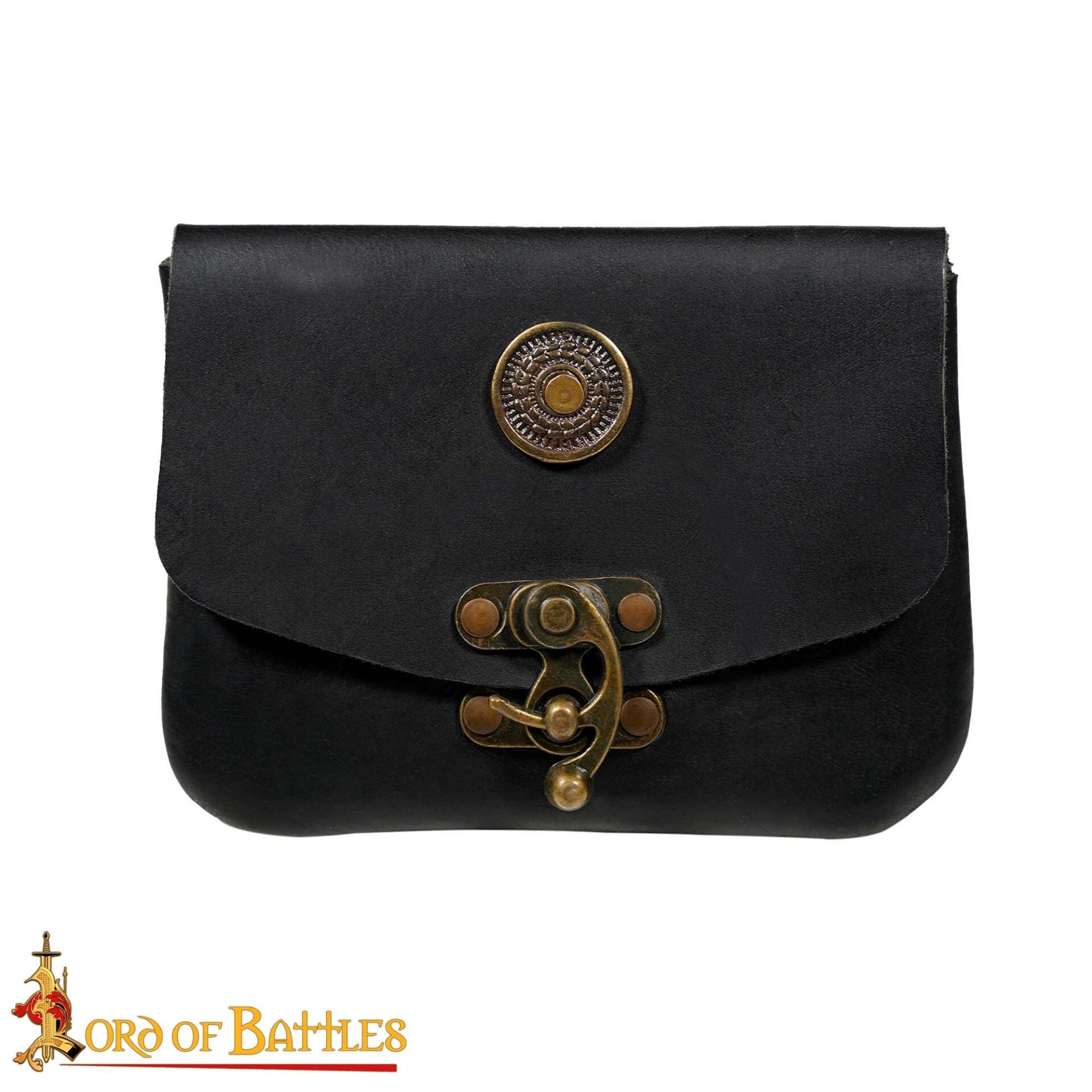 Bolsa de cinturón medieval en cuero 3 mm con latón envejecido - imagen 16