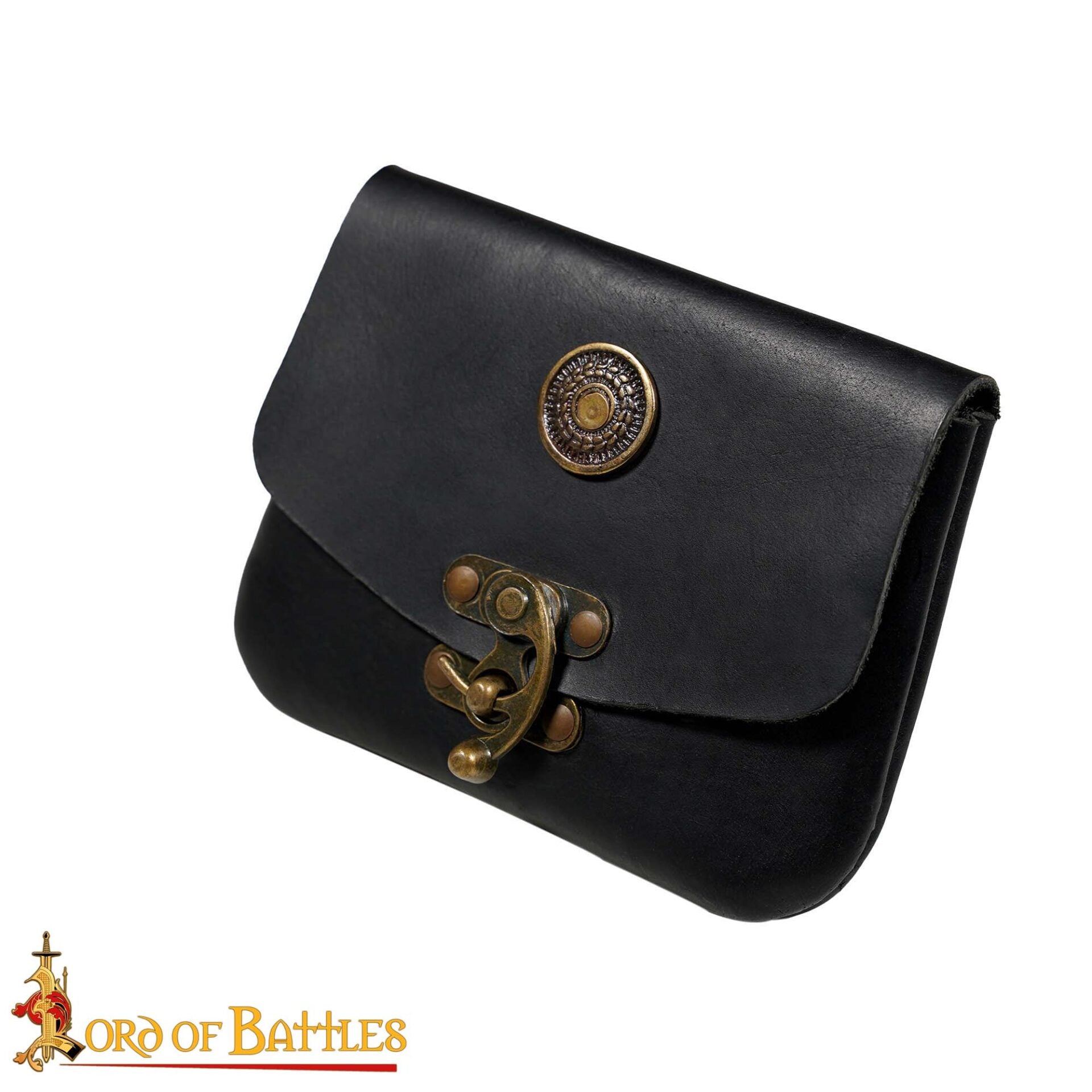 Bolsa de cinturón medieval en cuero 3 mm con latón envejecido - imagen 17