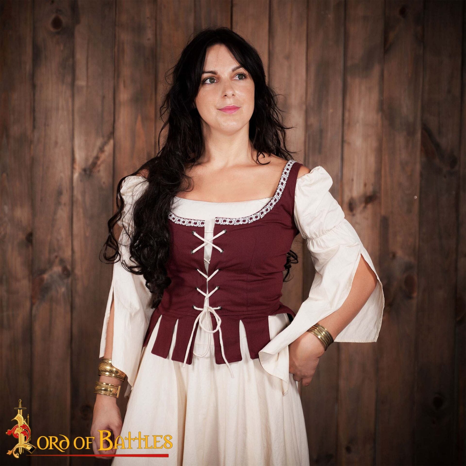 Corpiño medieval Adalyn de 100% algodón con cordones