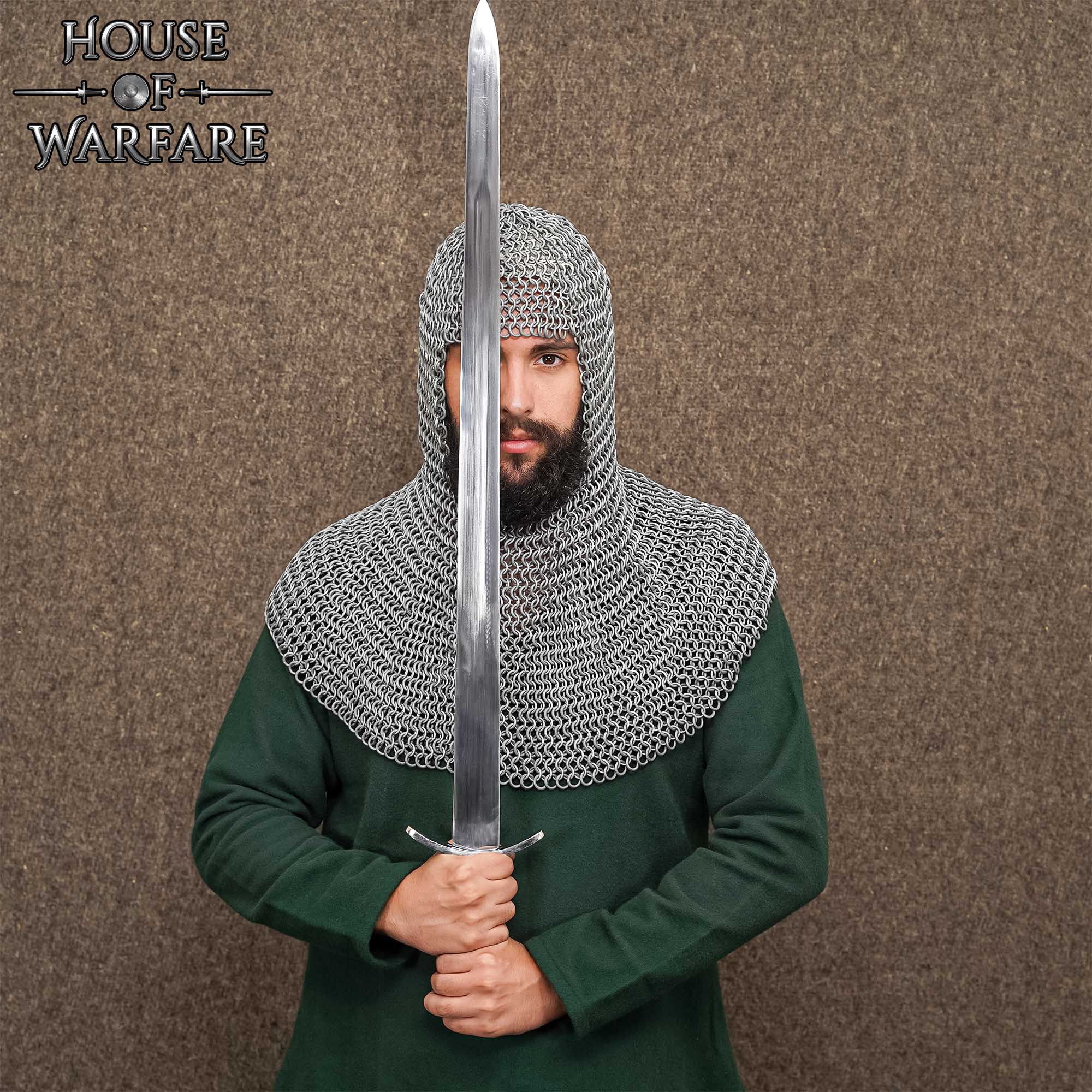 Imagen única de: Cofia Medieval de Cota de Malla de Aluminio de 10 Mm con Anillas de Caucho, Galga 14