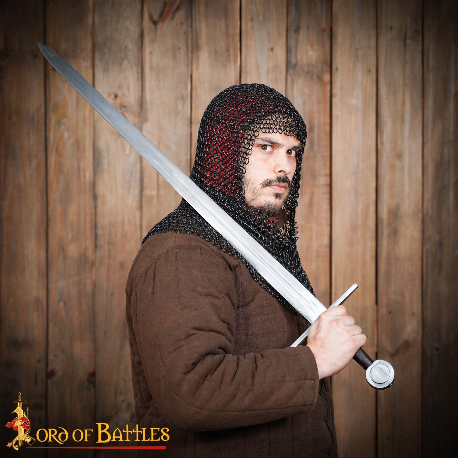 Capucha de malla medieval 10 mm — acero 16 gauge para LARP y cosplay - imagen 12