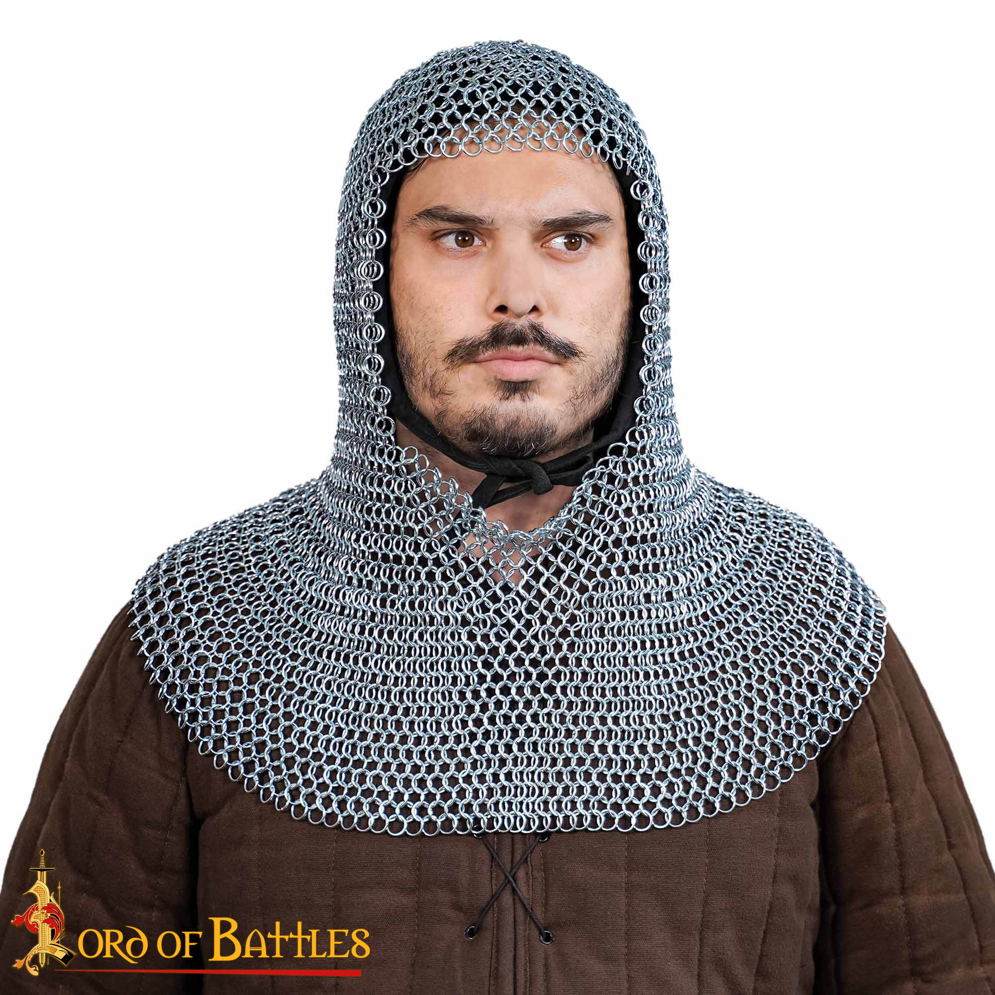 Capucha de malla medieval 10 mm — acero 16 gauge para LARP y cosplay - imagen 6