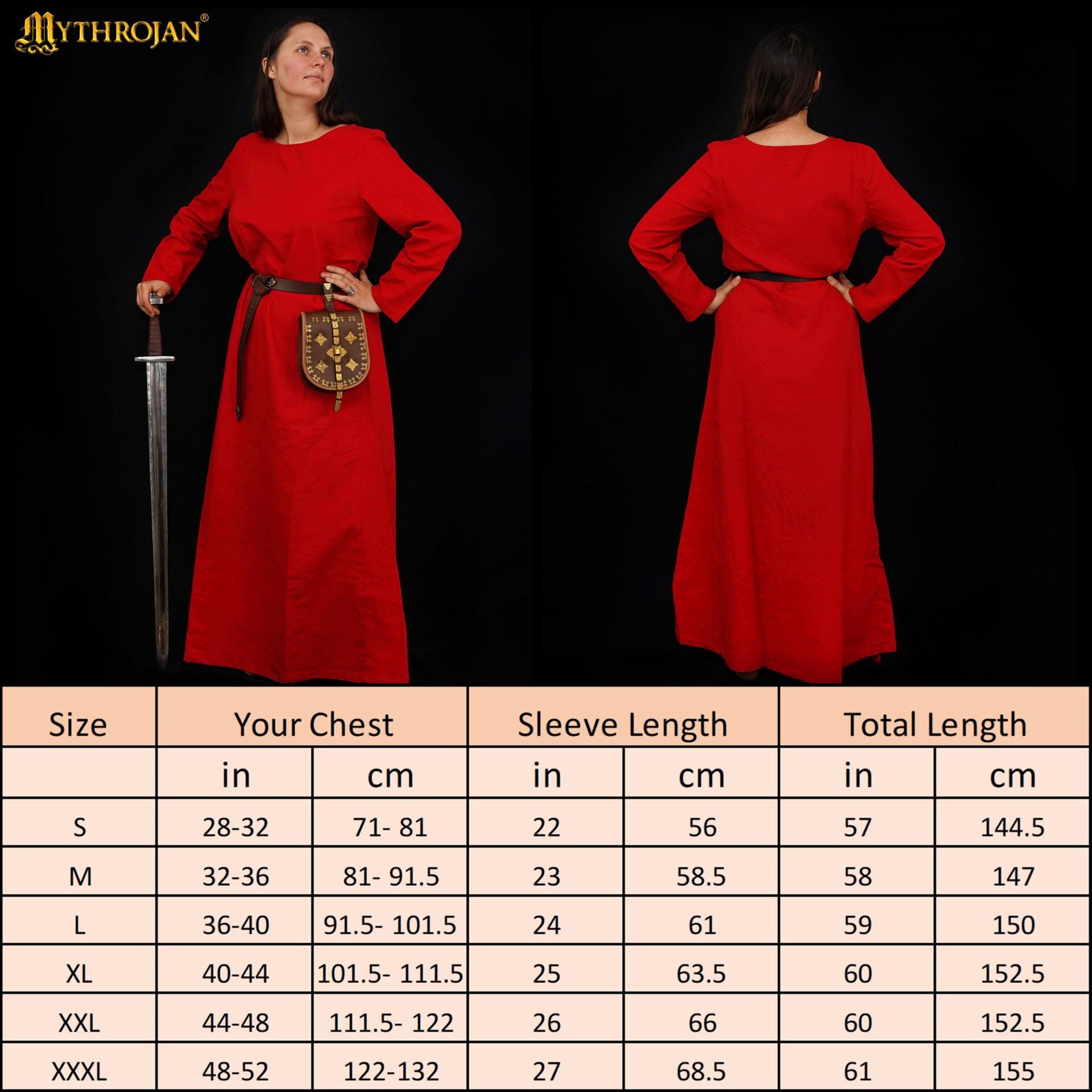 Vestido medieval 100% algodón, largo para LARP y recreación - imagen 8