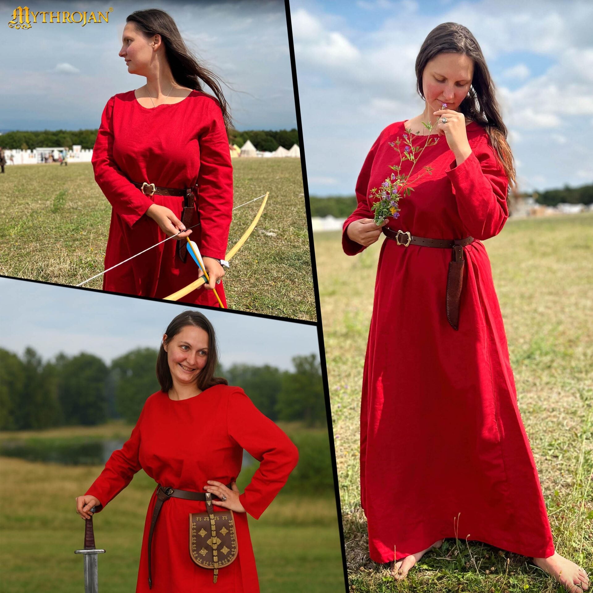 Vestido medieval 100% algodón, largo para LARP y recreación - imagen 11
