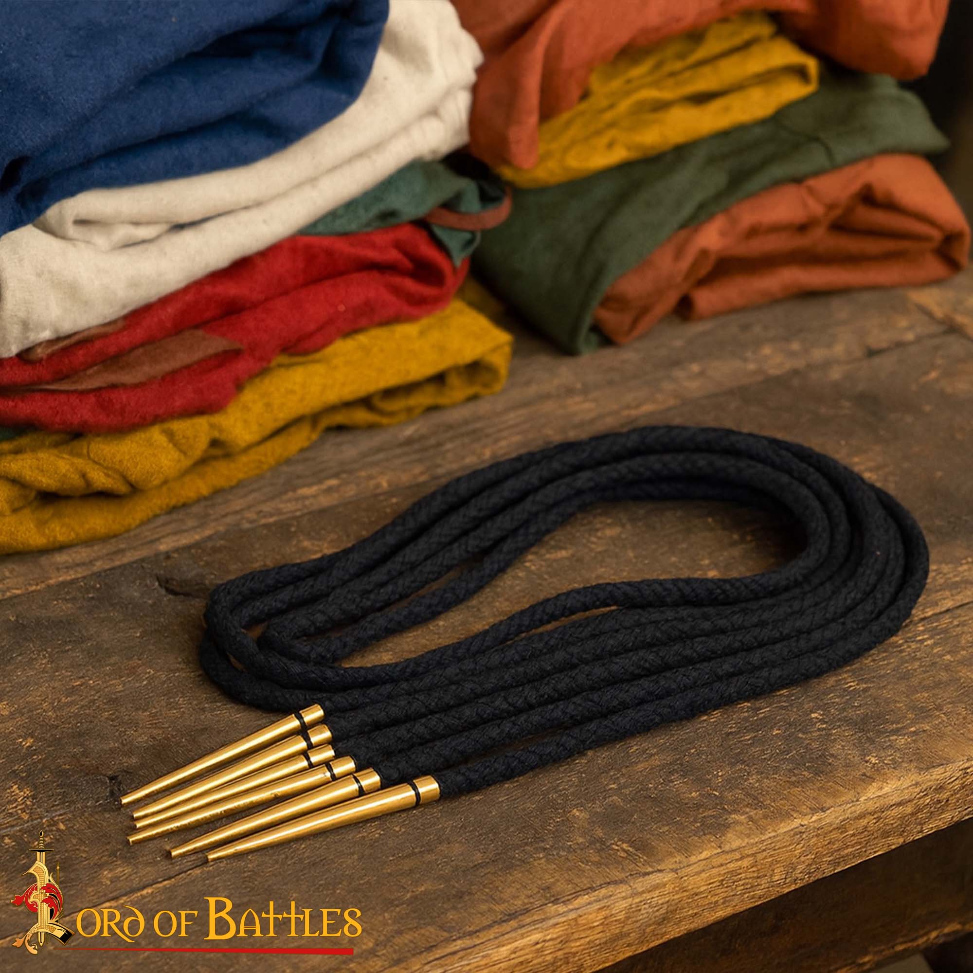 Cordones medievales de algodón con puntas de latón (pack de 5)