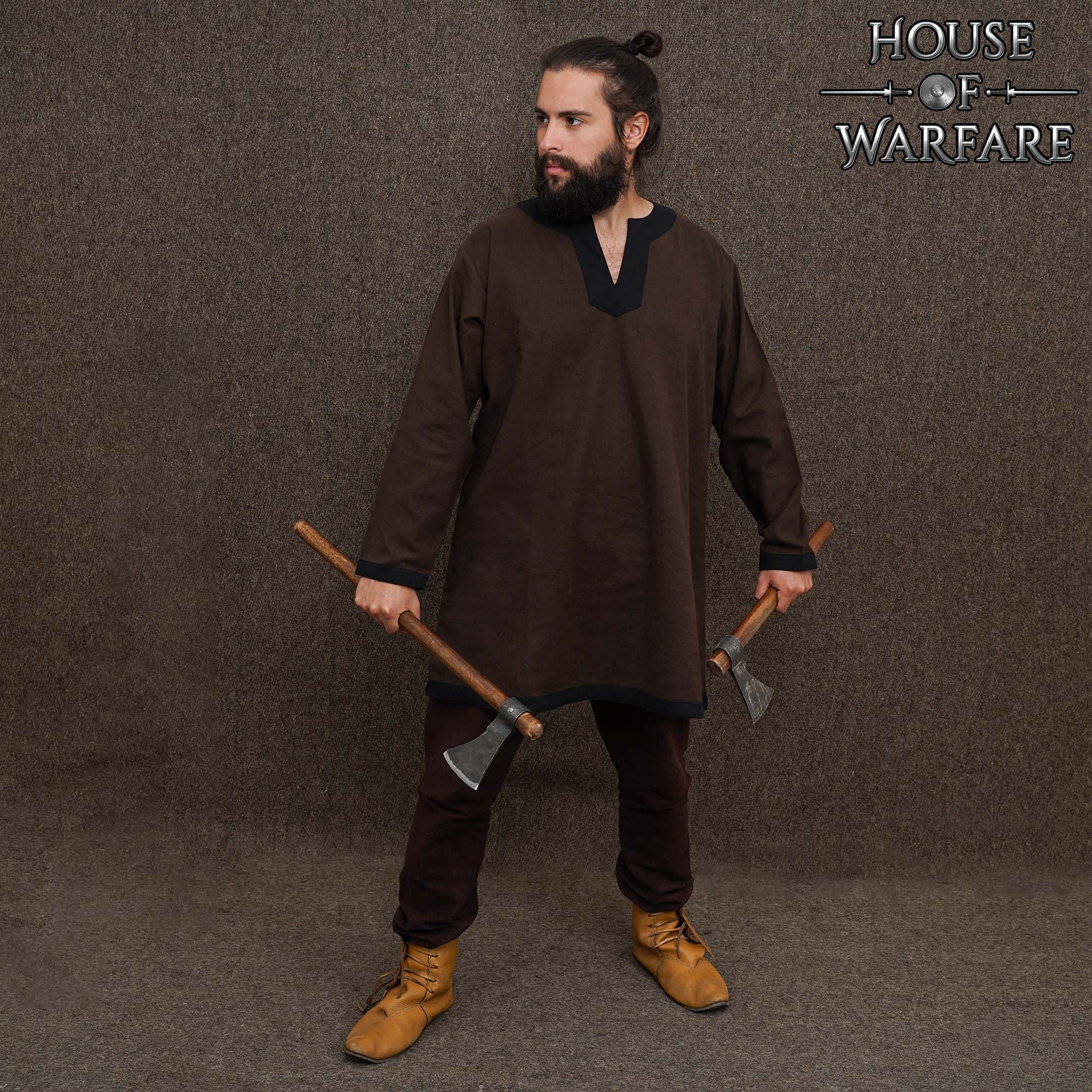 Túnica medieval vikinga de algodón con remates contrastados - imagen 5