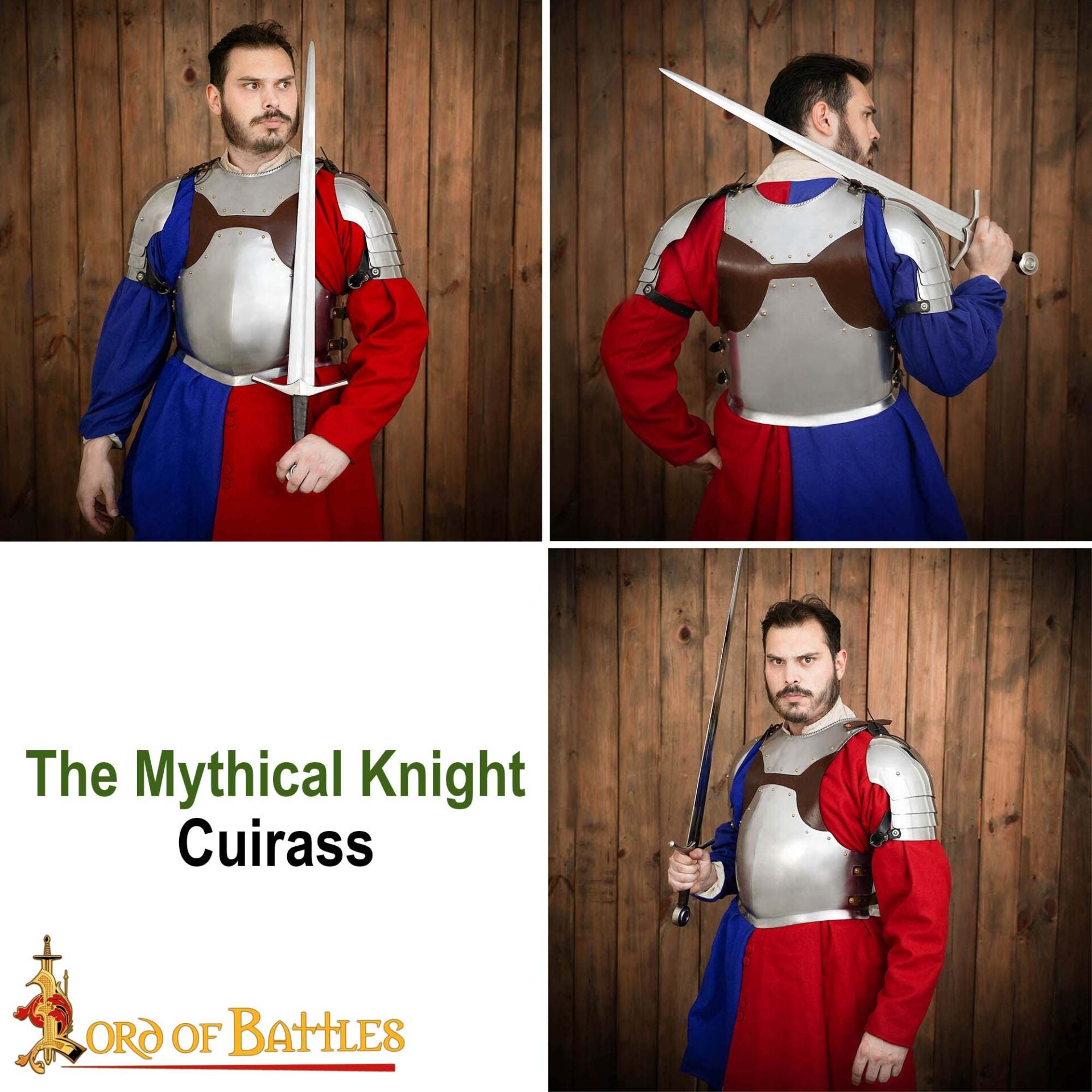 Coraza medieval de acero con ajustes de cuero - Hecha a mano - imagen 8