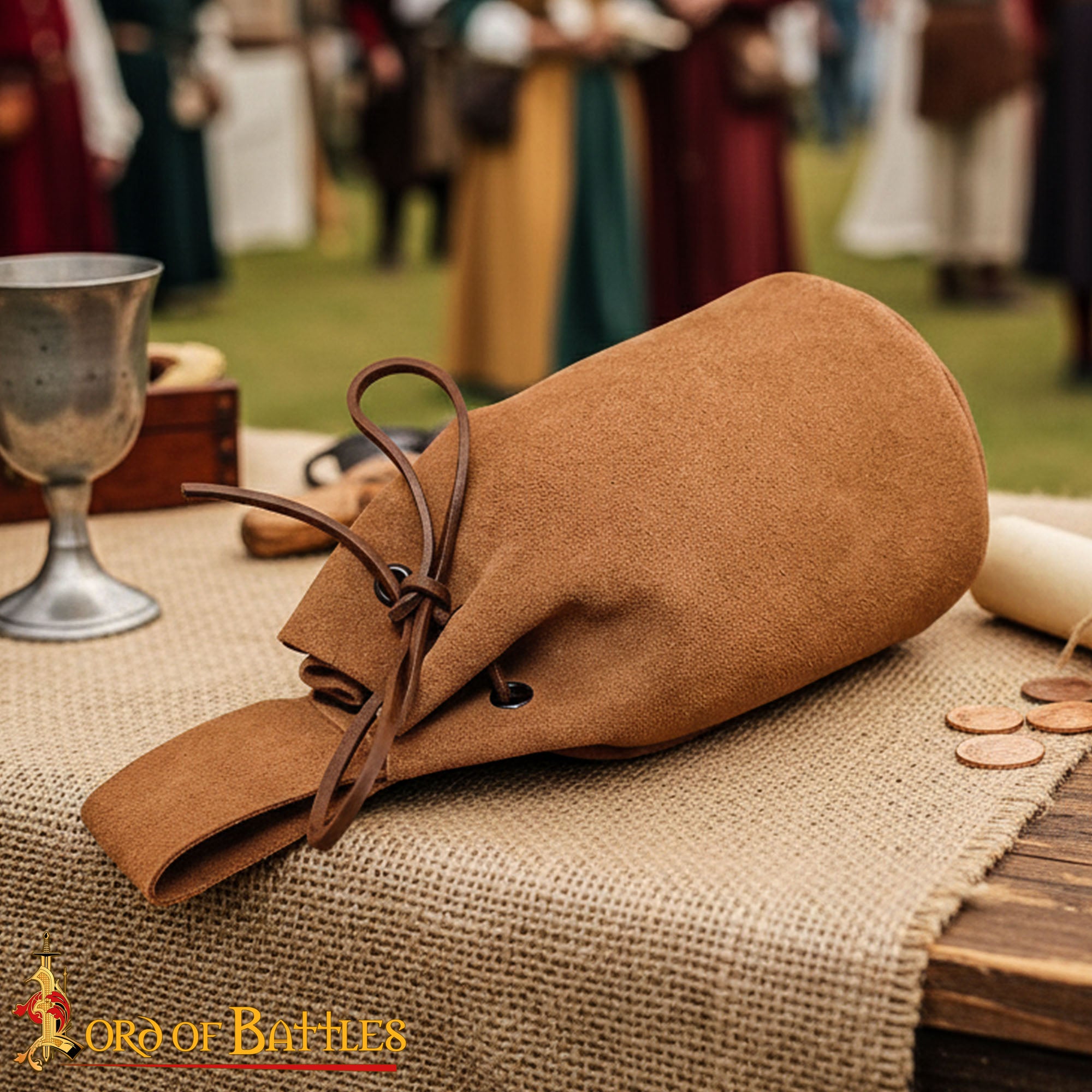 Bolsa de ante genuino con cordón para monedas y dados - imagen 6