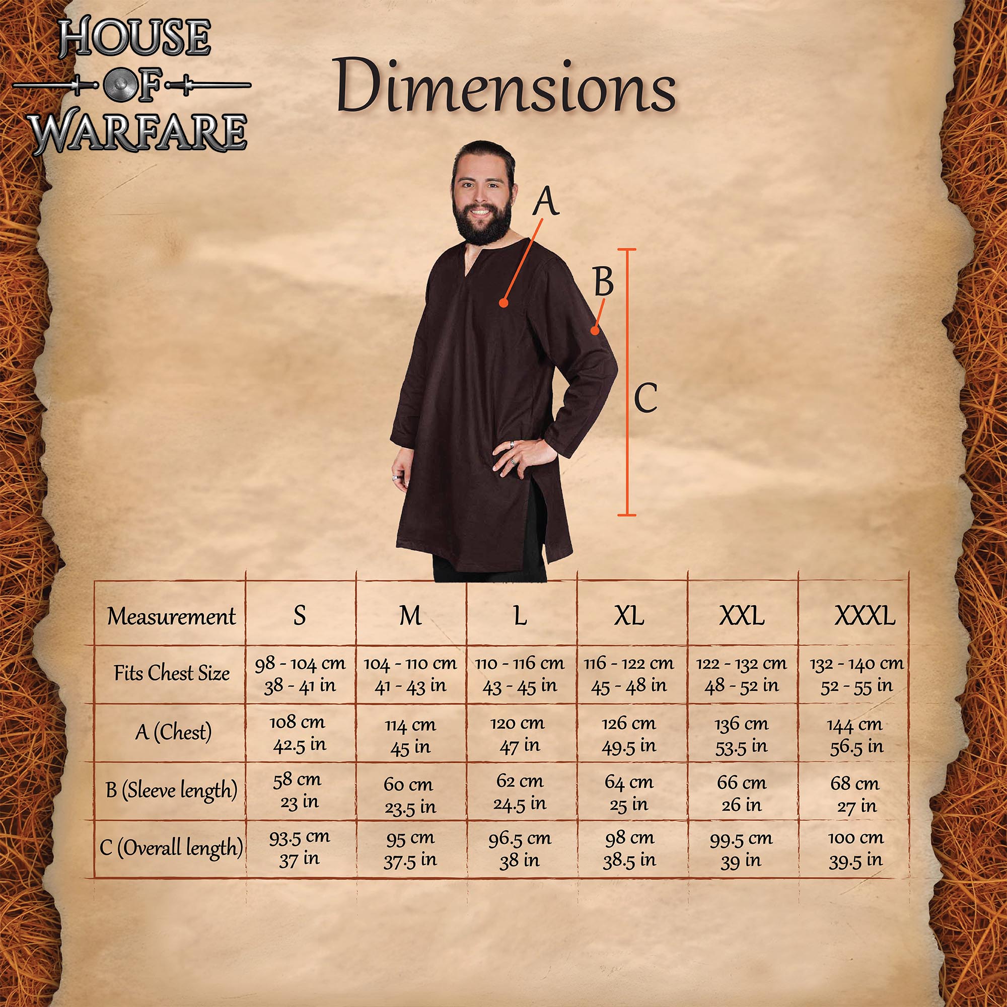 Túnica medieval de algodón, manga larga — para LARP y recreación - imagen 18