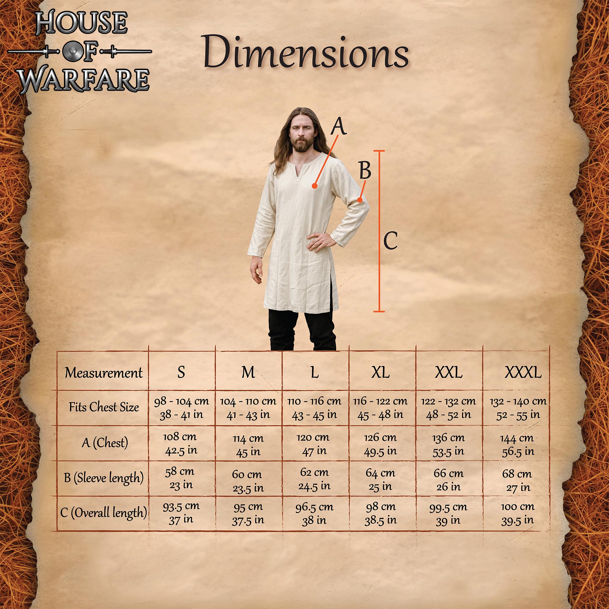 Túnica medieval de algodón, manga larga — para LARP y recreación - imagen 11
