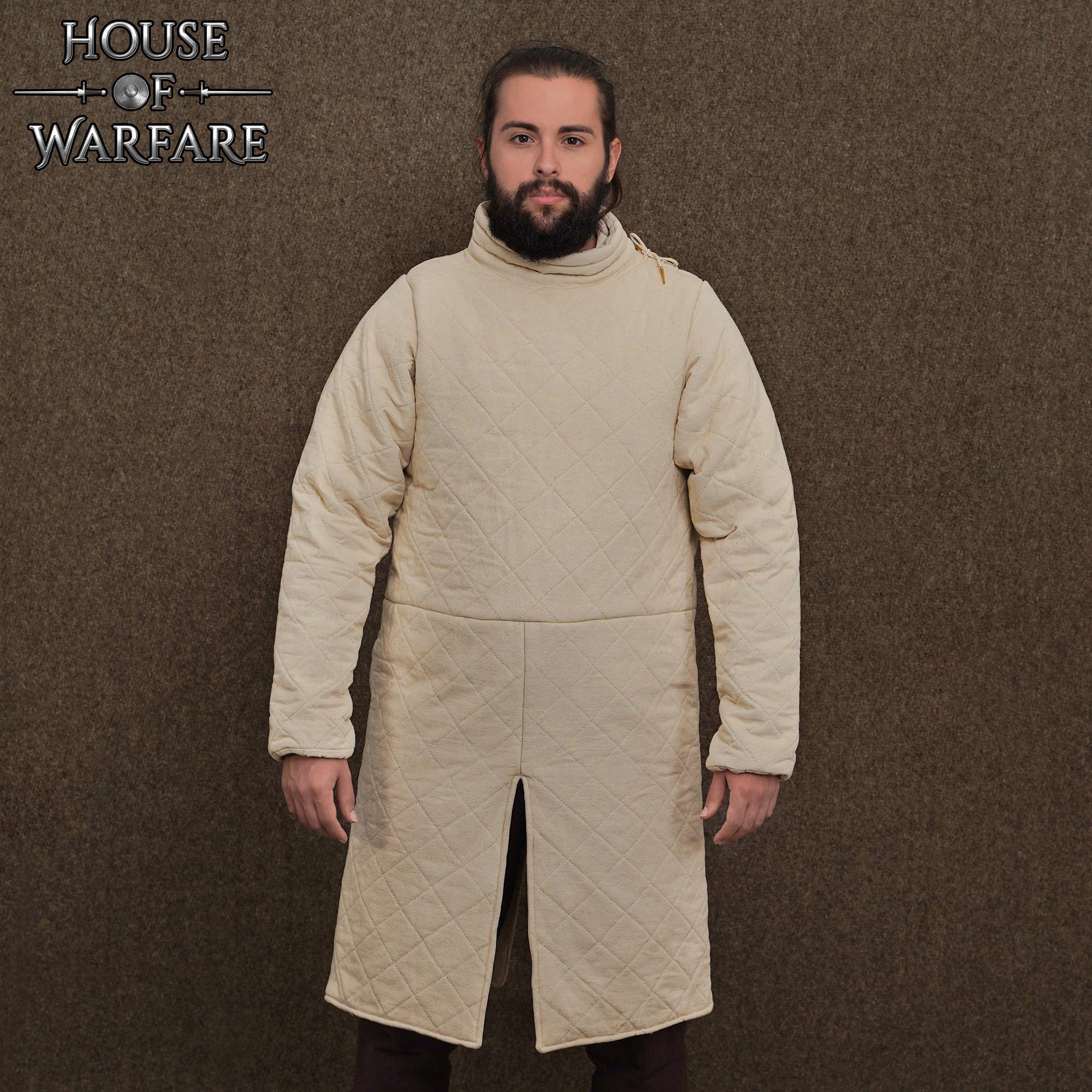 Gambesón medieval acolchado de doble capa con cuello alto - Negro - imagen 7